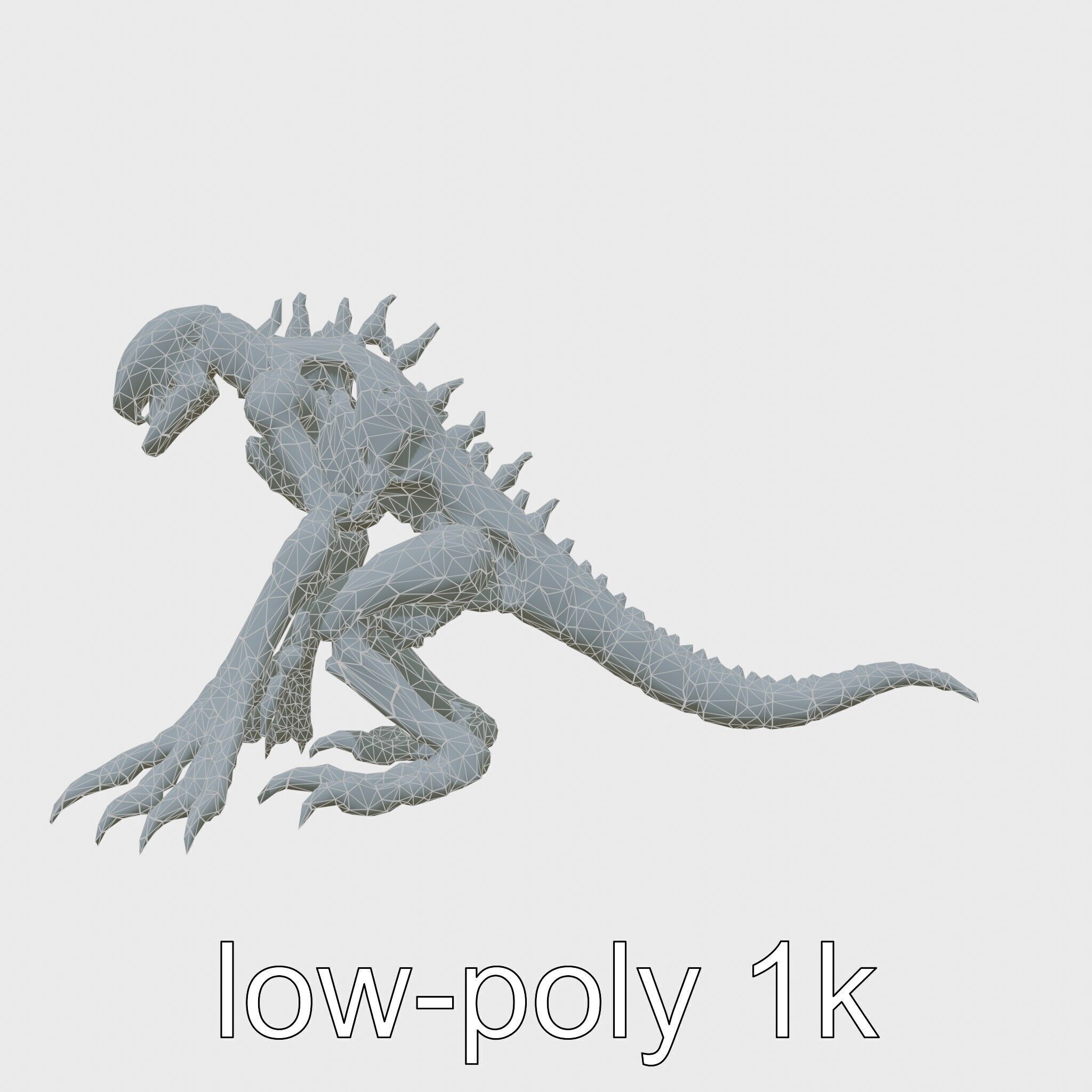 Mechanical Dinosaur Monster with Human Features and Bloody Wo... Low-poly 3D model_6