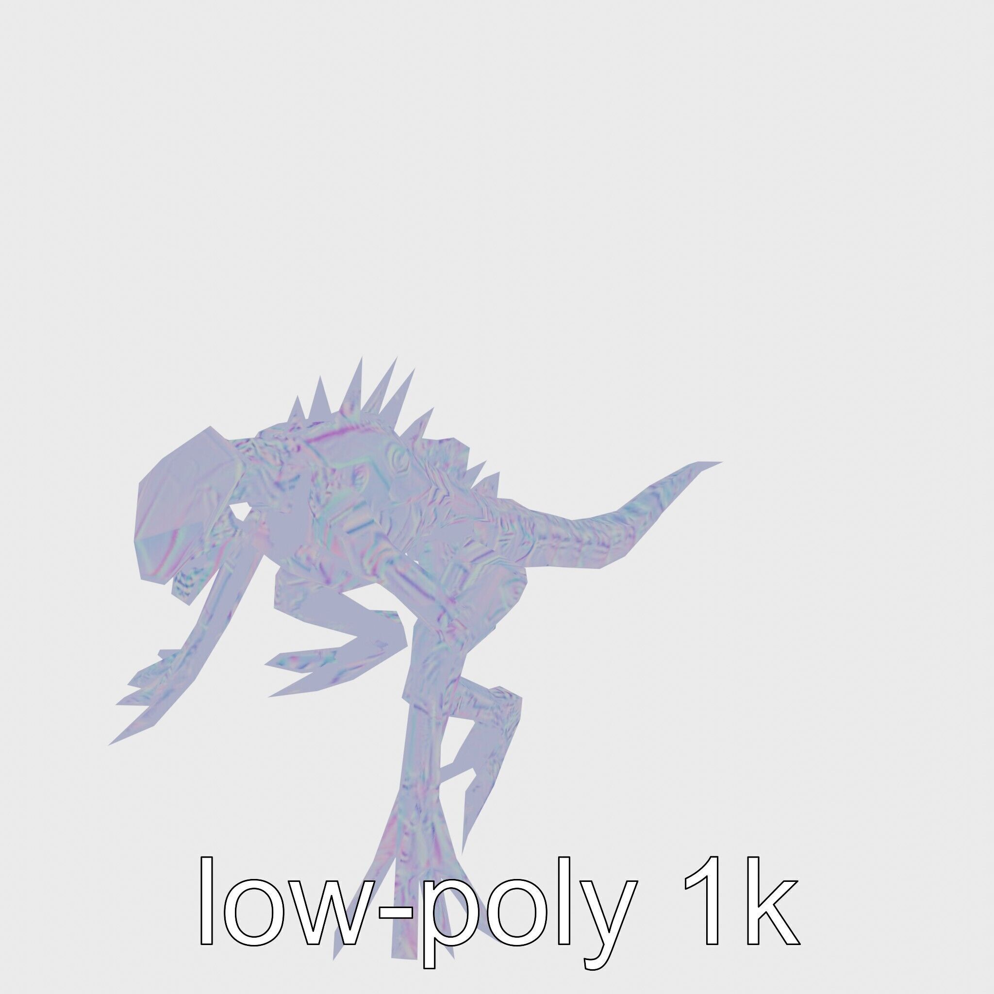 Mechanical Dinosaur Monster with Human Features and Bloody Wo... Low-poly 3D model_17