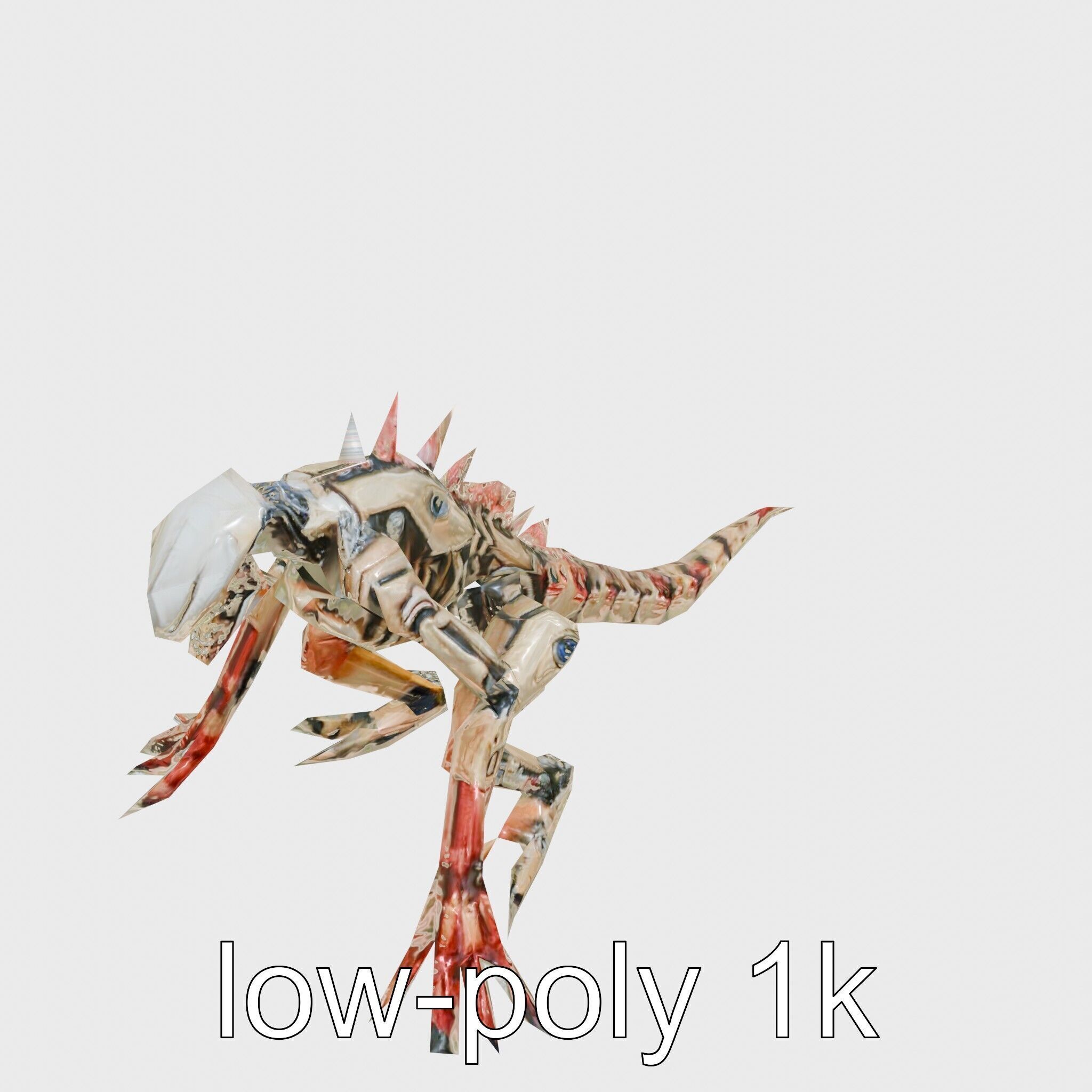 Mechanical Dinosaur Monster with Human Features and Bloody Wo... Low-poly 3D model_10