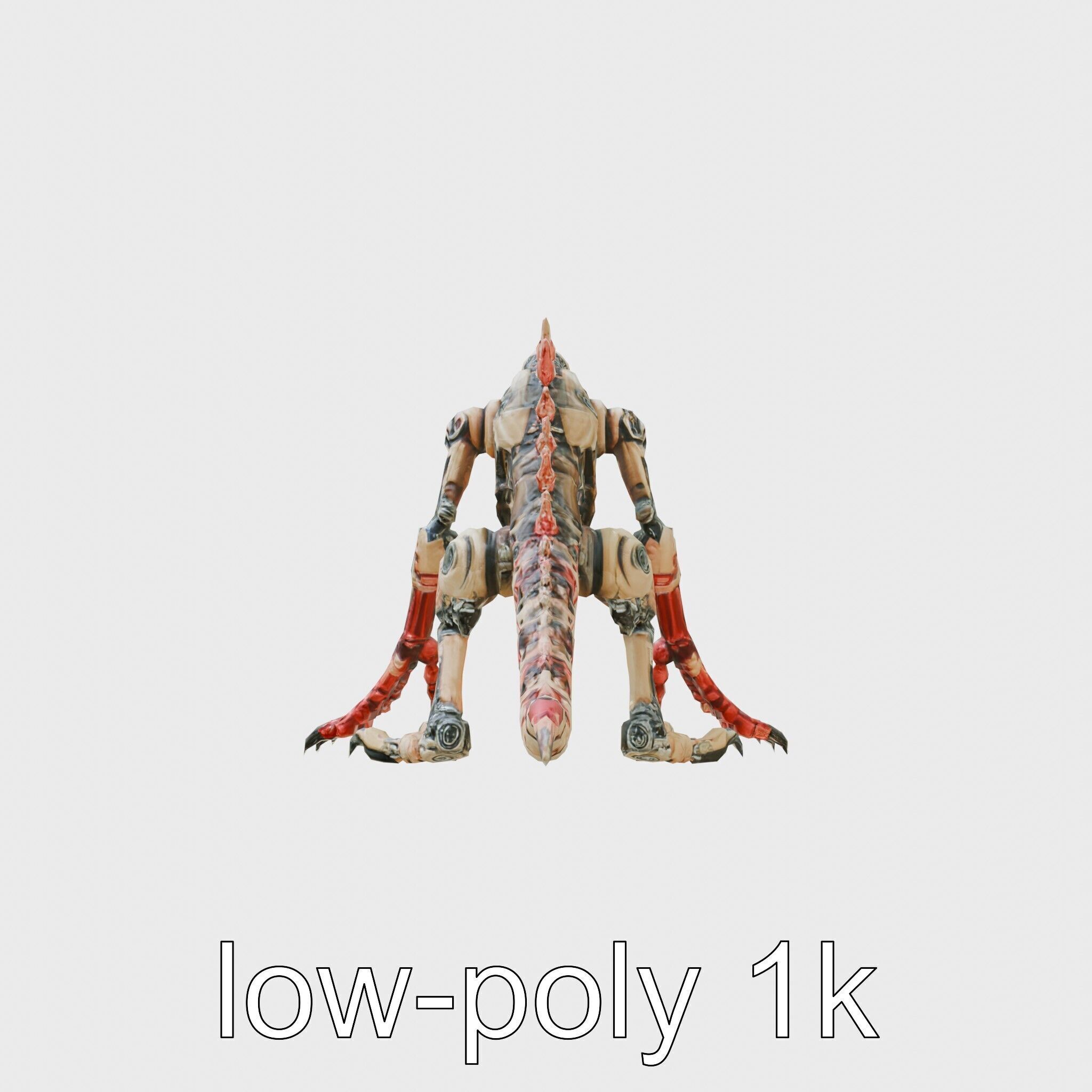 Mechanical Dinosaur Monster with Human Features and Bloody Wo... Low-poly 3D model_13