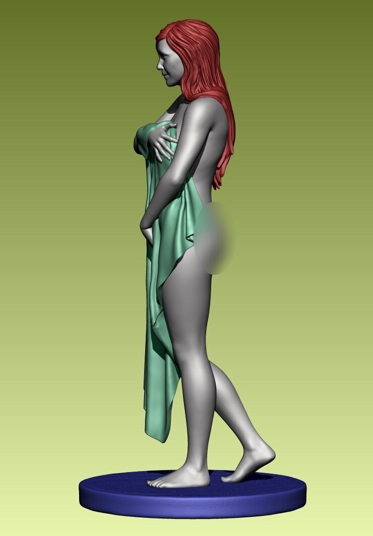 Naked girl with towel 3D print model_3