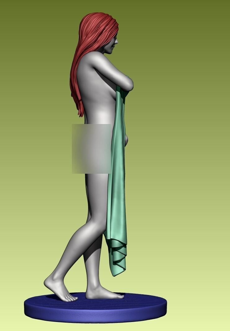 Naked girl with towel 3D print model_6