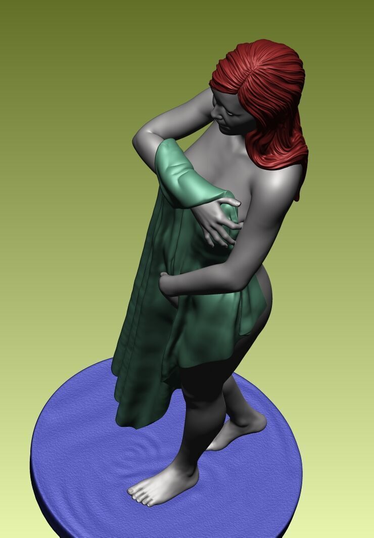 Naked girl with towel 3D print model_7