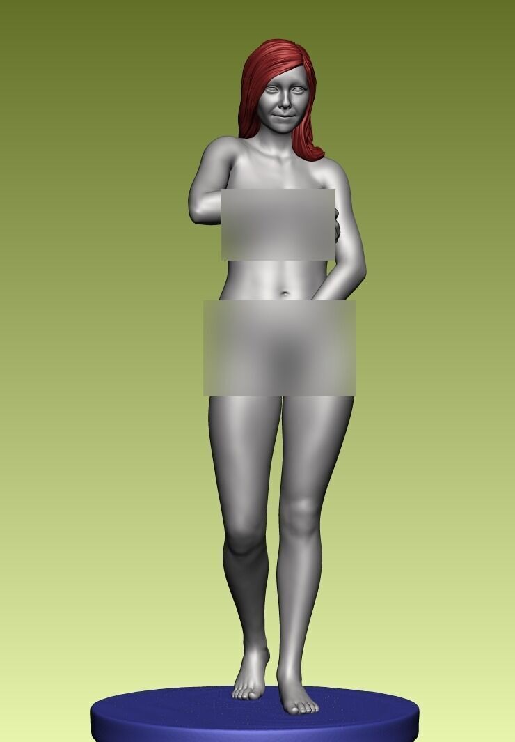 Naked girl with towel 3D print model_5