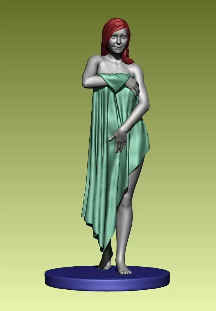 Naked girl with towel 3D print model_0