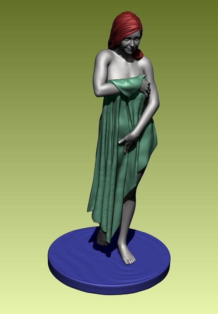 Naked girl with towel 3D print model_2