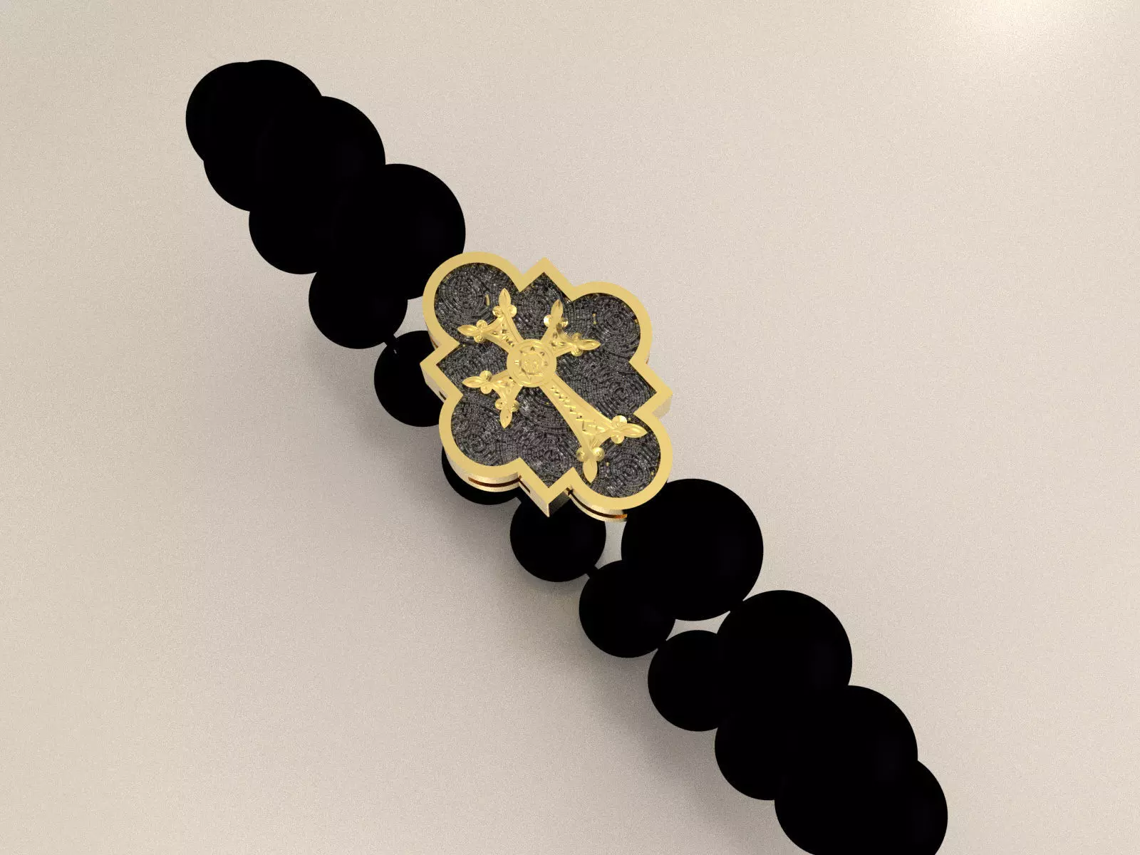 mens quartz bracelet with a cross 3D print model_0