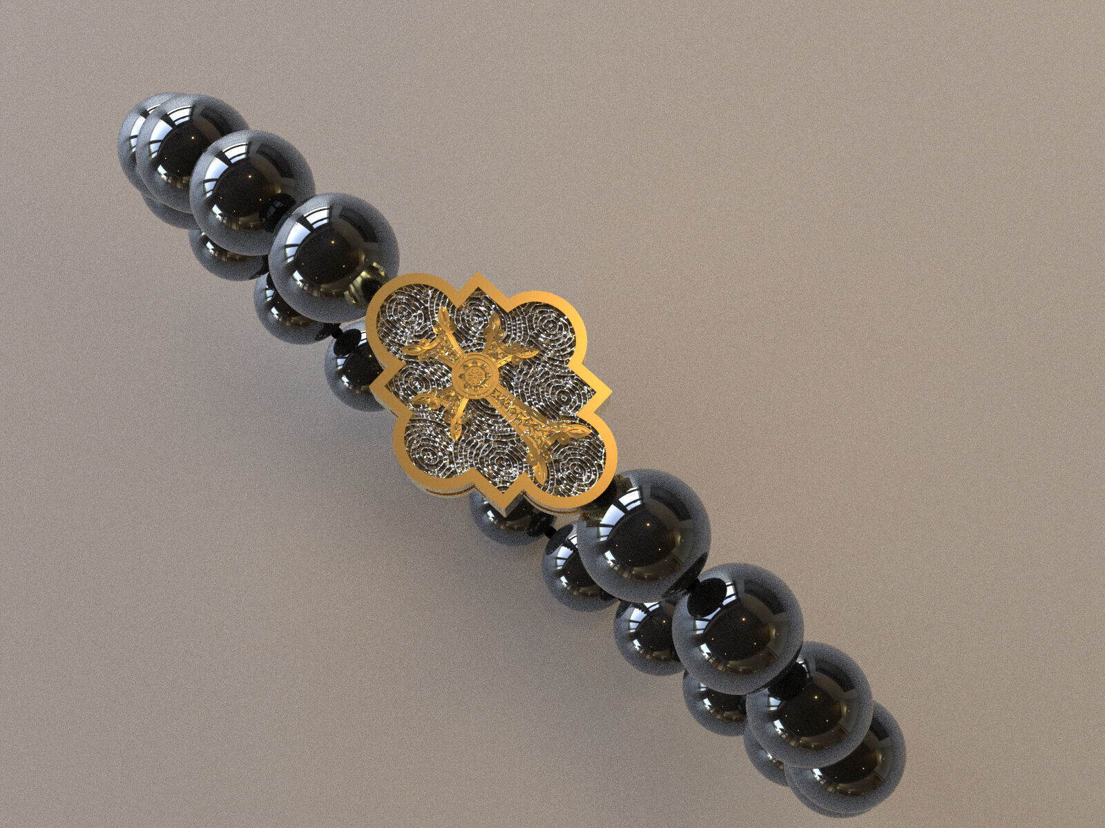 mens quartz bracelet with a cross 3D print model_6