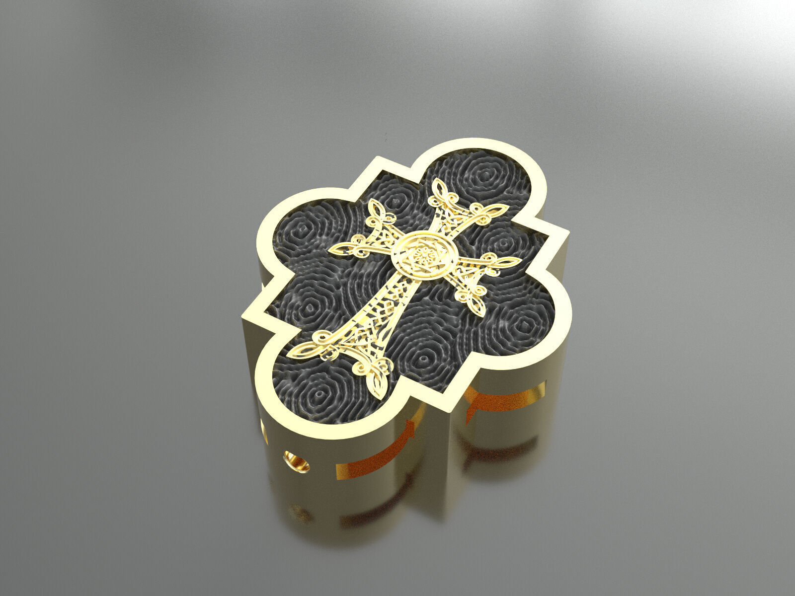 mens quartz bracelet with a cross 3D print model_5