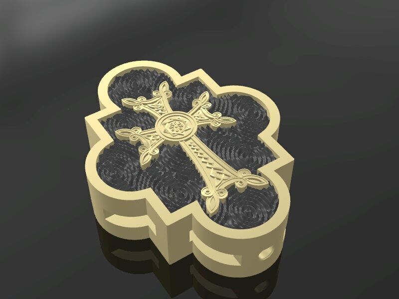 mens quartz bracelet with a cross 3D print model_1