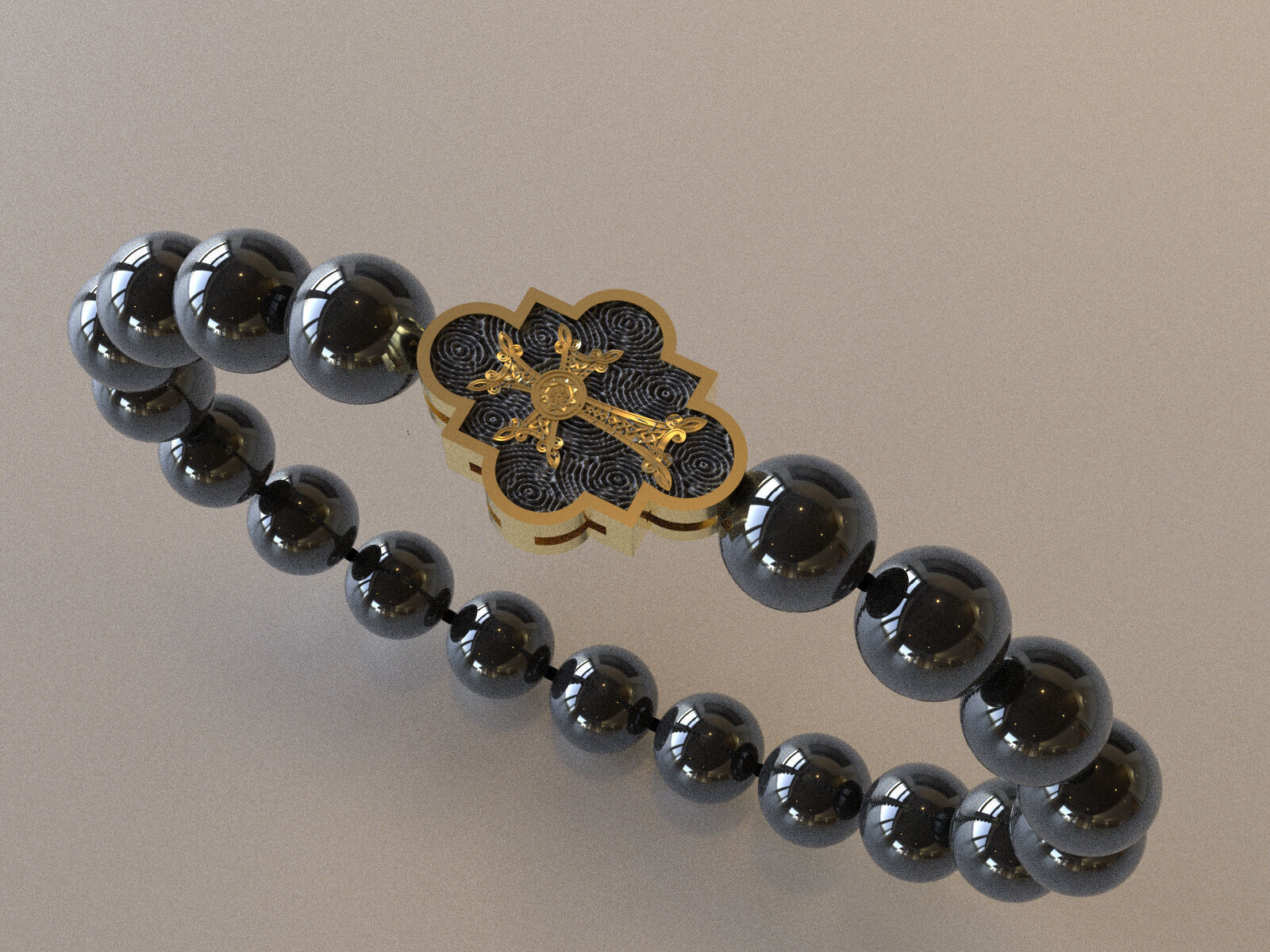 mens quartz bracelet with a cross 3D print model_11