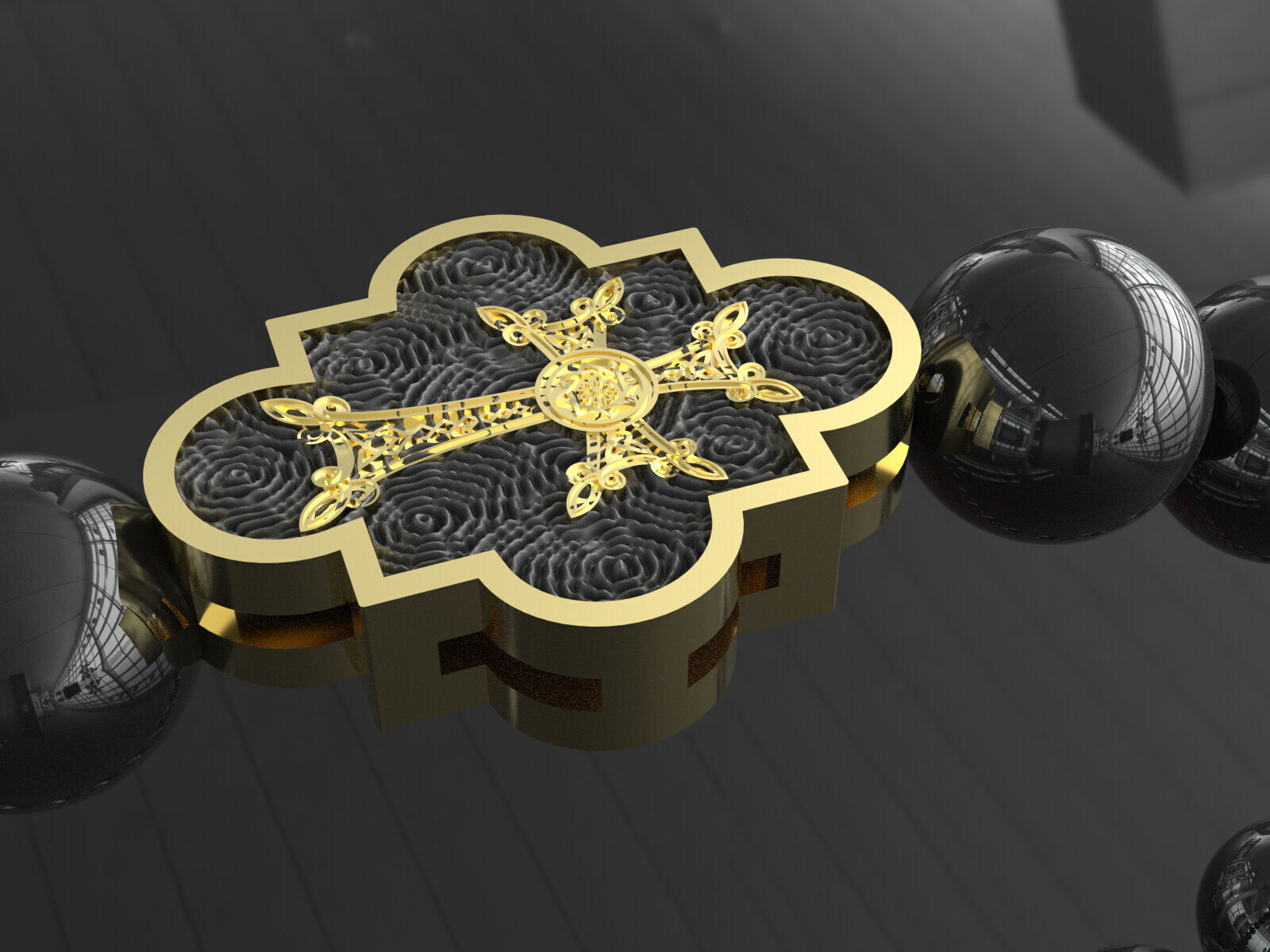 mens quartz bracelet with a cross 3D print model_9