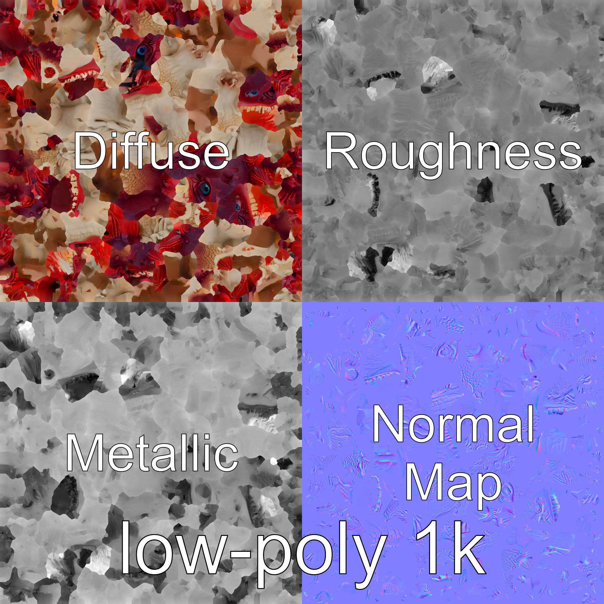 Spiky Monster Creature with Suction Cups and Sharp Teeth Low-poly 3D model_30