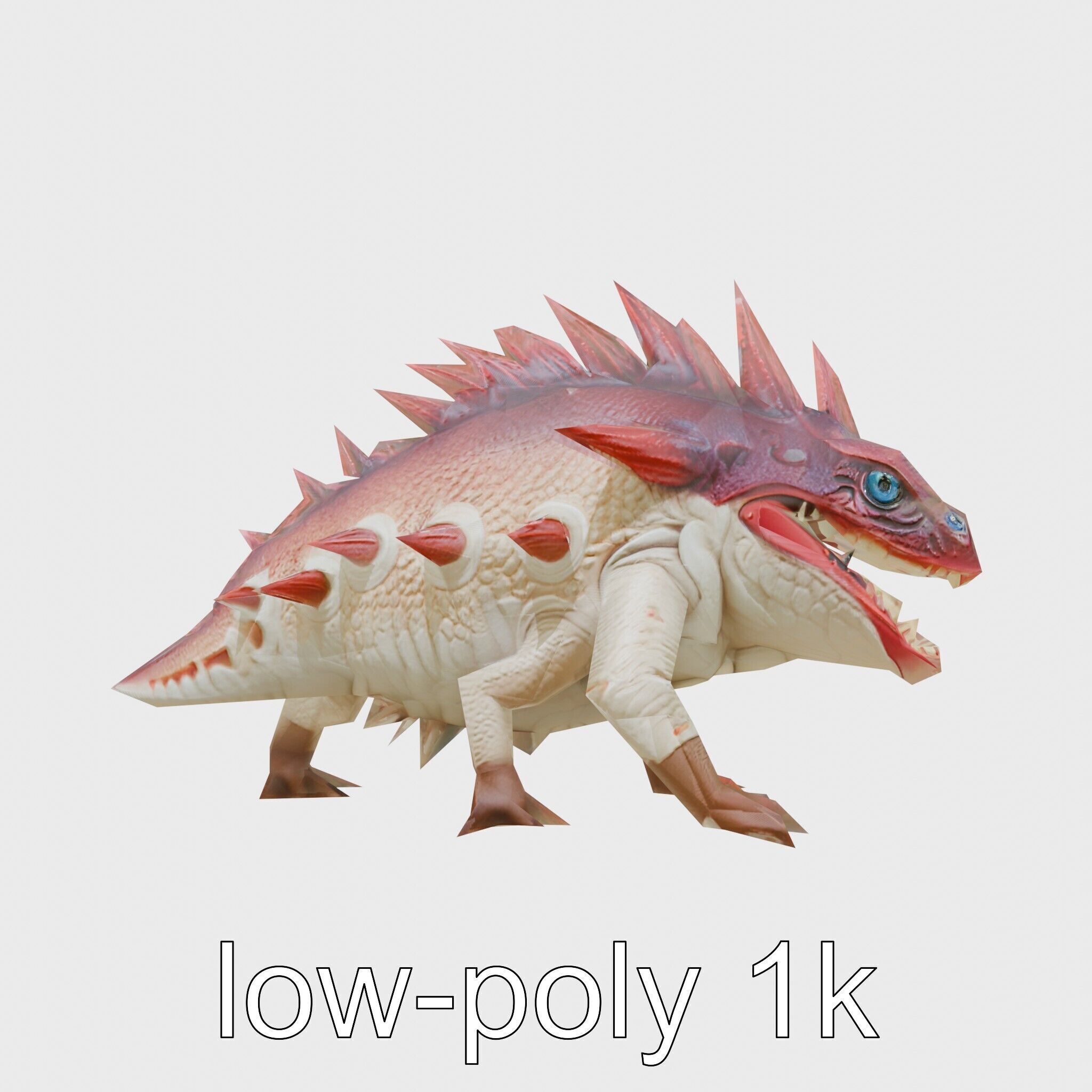 Spiky Monster Creature with Suction Cups and Sharp Teeth Low-poly 3D model_4
