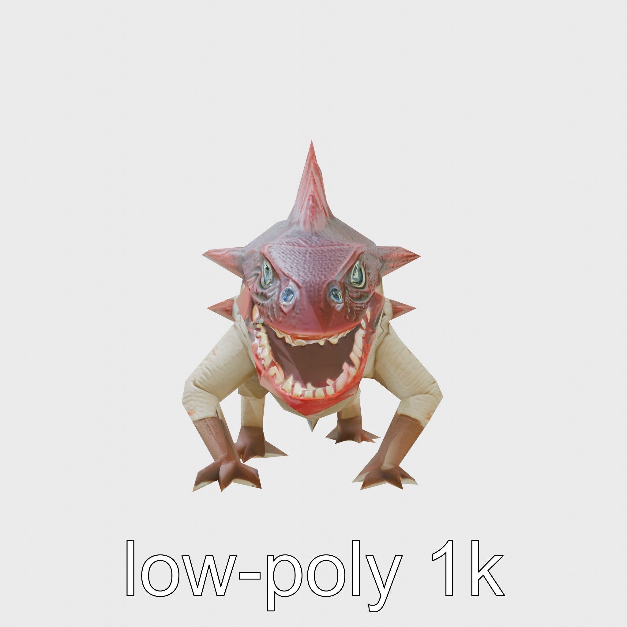 Spiky Monster Creature with Suction Cups and Sharp Teeth Low-poly 3D model_18
