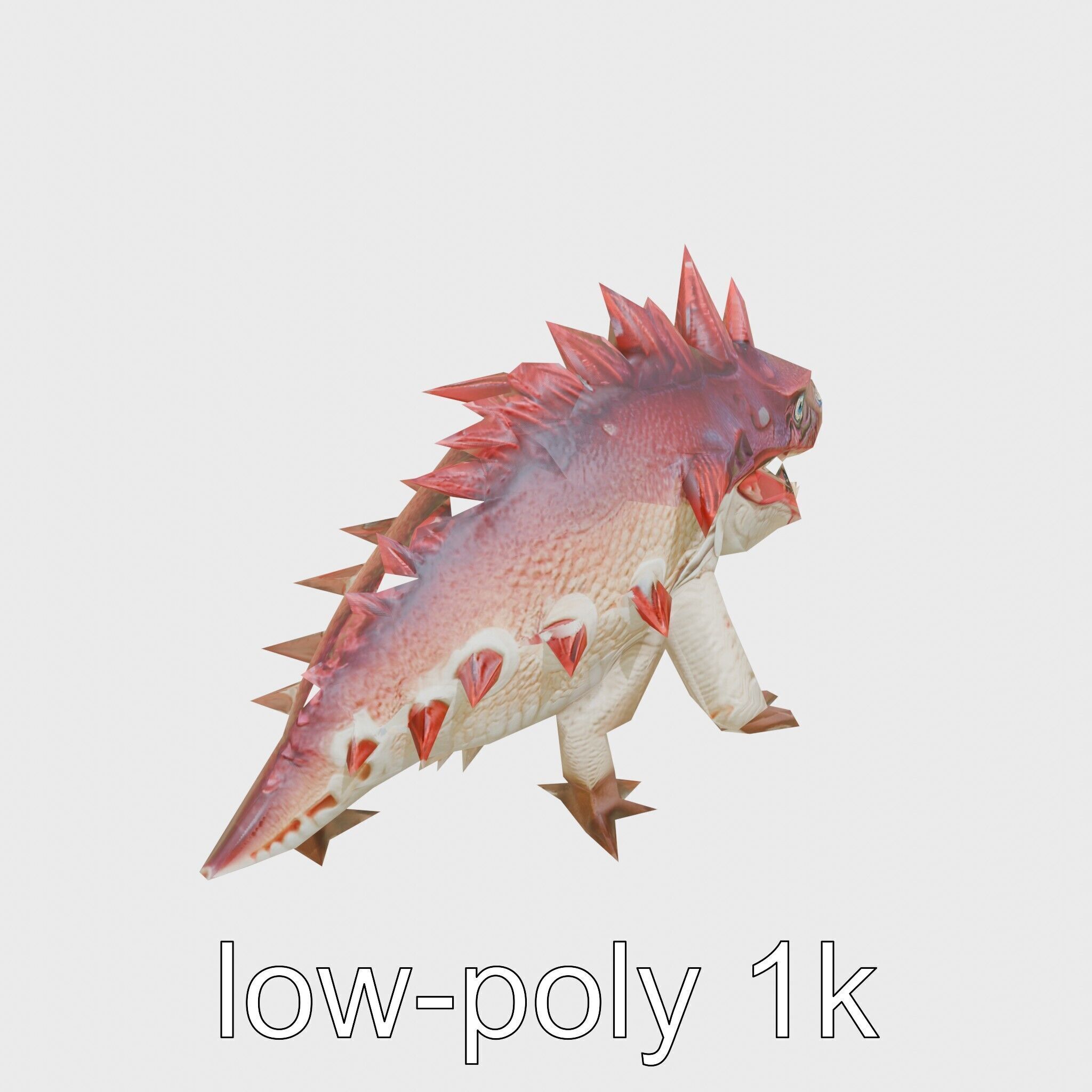 Spiky Monster Creature with Suction Cups and Sharp Teeth Low-poly 3D model_16