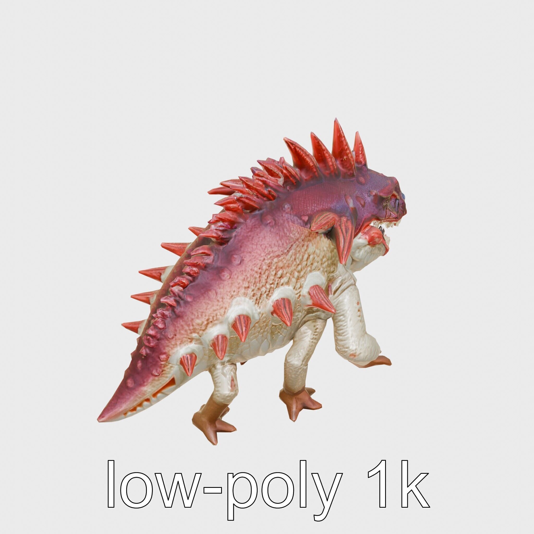Spiky Monster Creature with Suction Cups and Sharp Teeth Low-poly 3D model_9