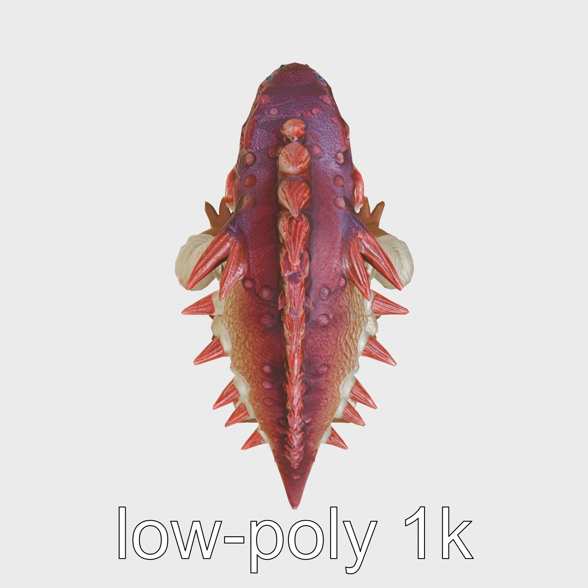 Spiky Monster Creature with Suction Cups and Sharp Teeth Low-poly 3D model_21