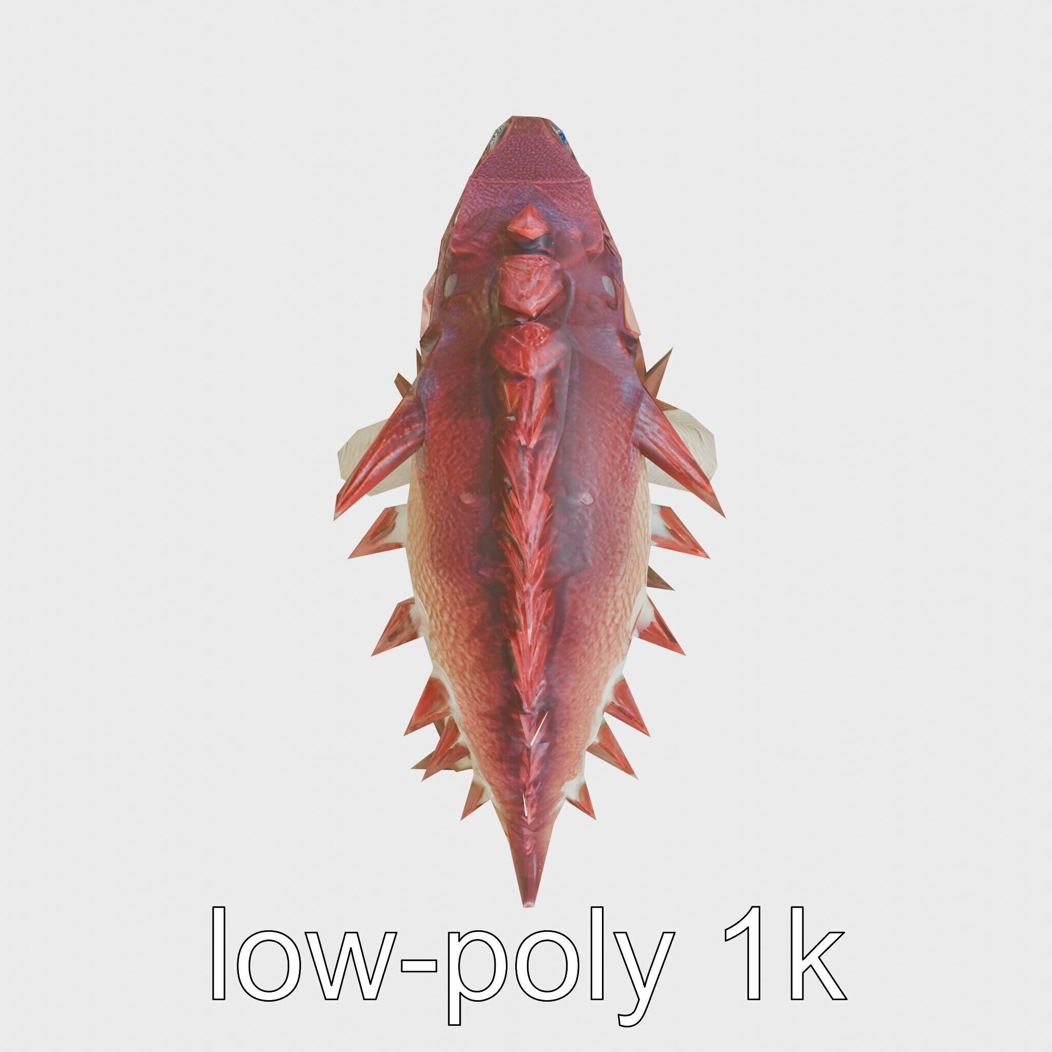 Spiky Monster Creature with Suction Cups and Sharp Teeth Low-poly 3D model_10