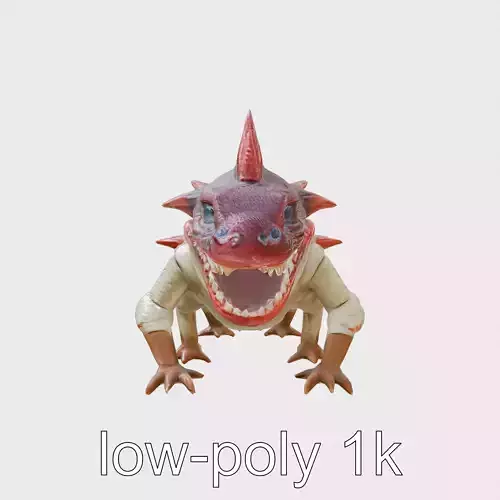 Spiky Monster Creature with Suction Cups and Sharp Teeth Low-poly 3D model