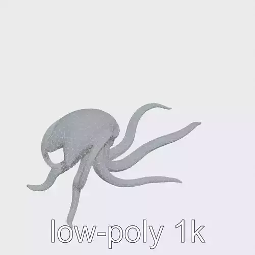 Alien Creature with Glowing Tentacles and Multiple Eyes Low-poly 3D model