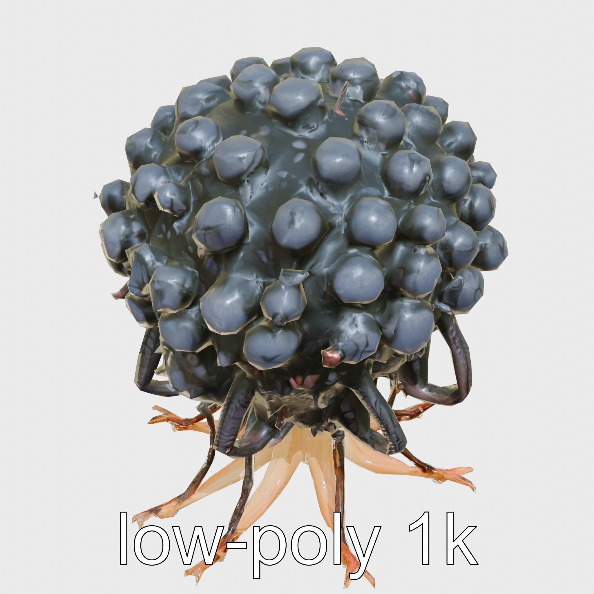 Insectoid Creature with Multiple Eyes and Gelatinous Base Low-poly 3D model_17