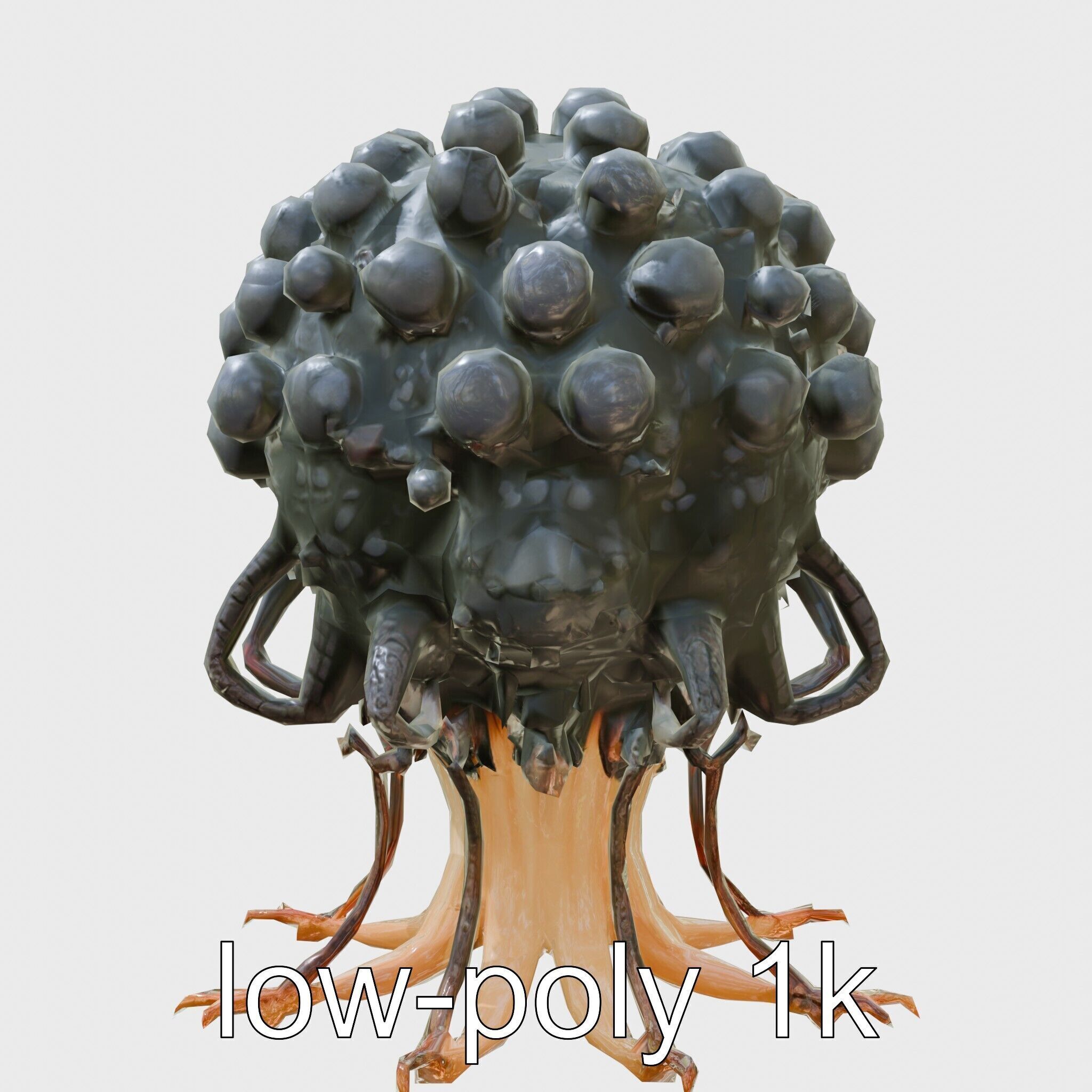 Insectoid Creature with Multiple Eyes and Gelatinous Base Low-poly 3D model_9