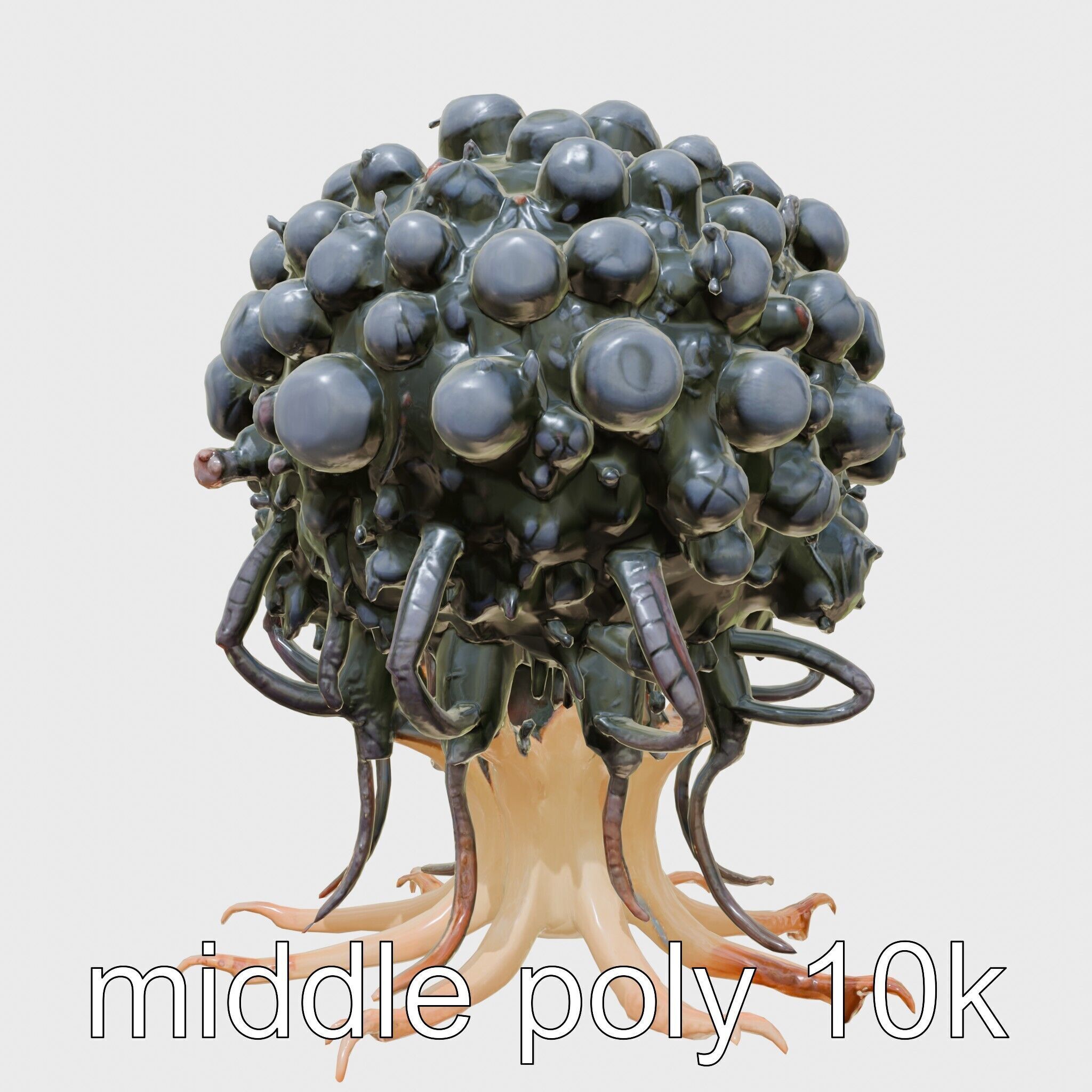 Insectoid Creature with Multiple Eyes and Gelatinous Base Low-poly 3D model_15