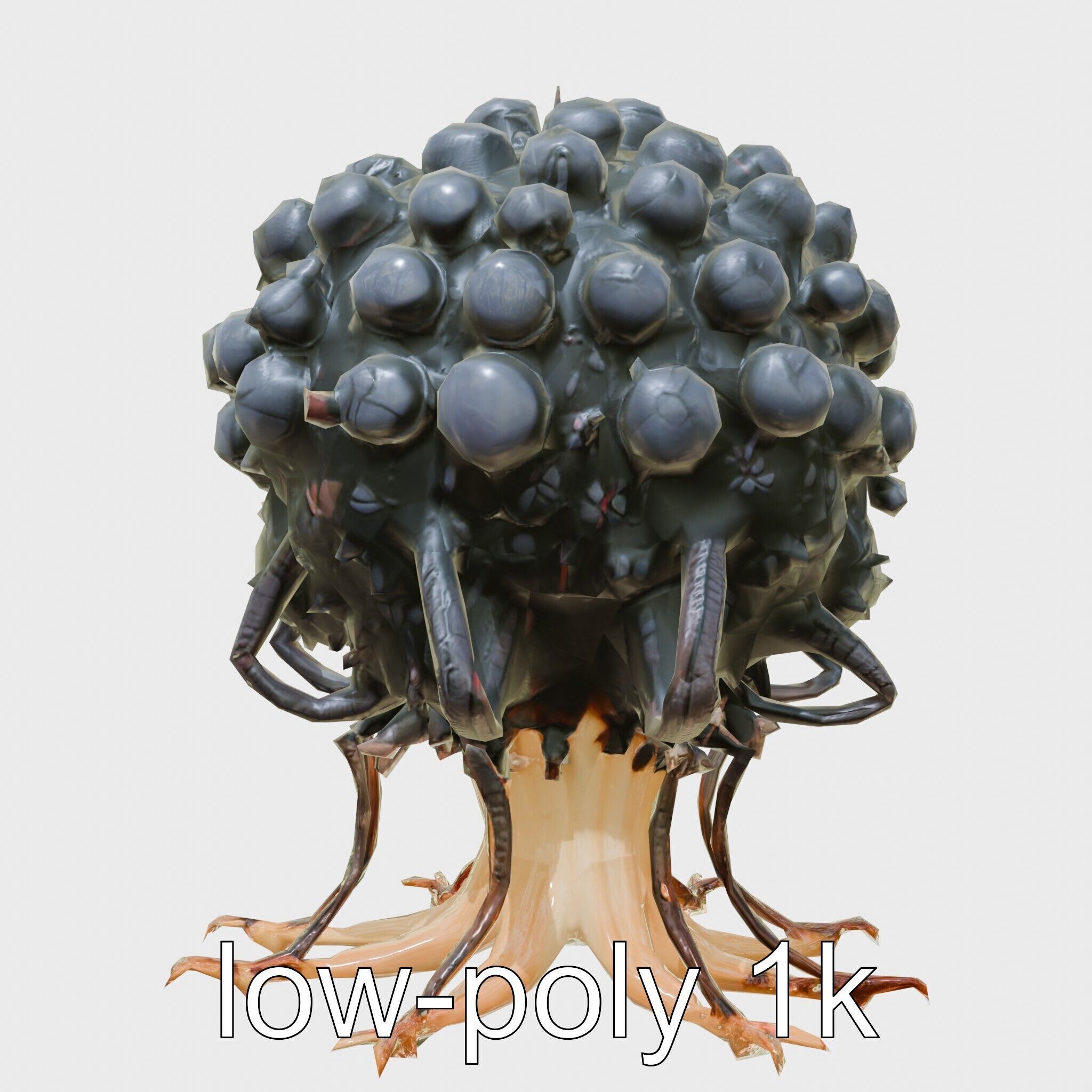 Insectoid Creature with Multiple Eyes and Gelatinous Base Low-poly 3D model_16