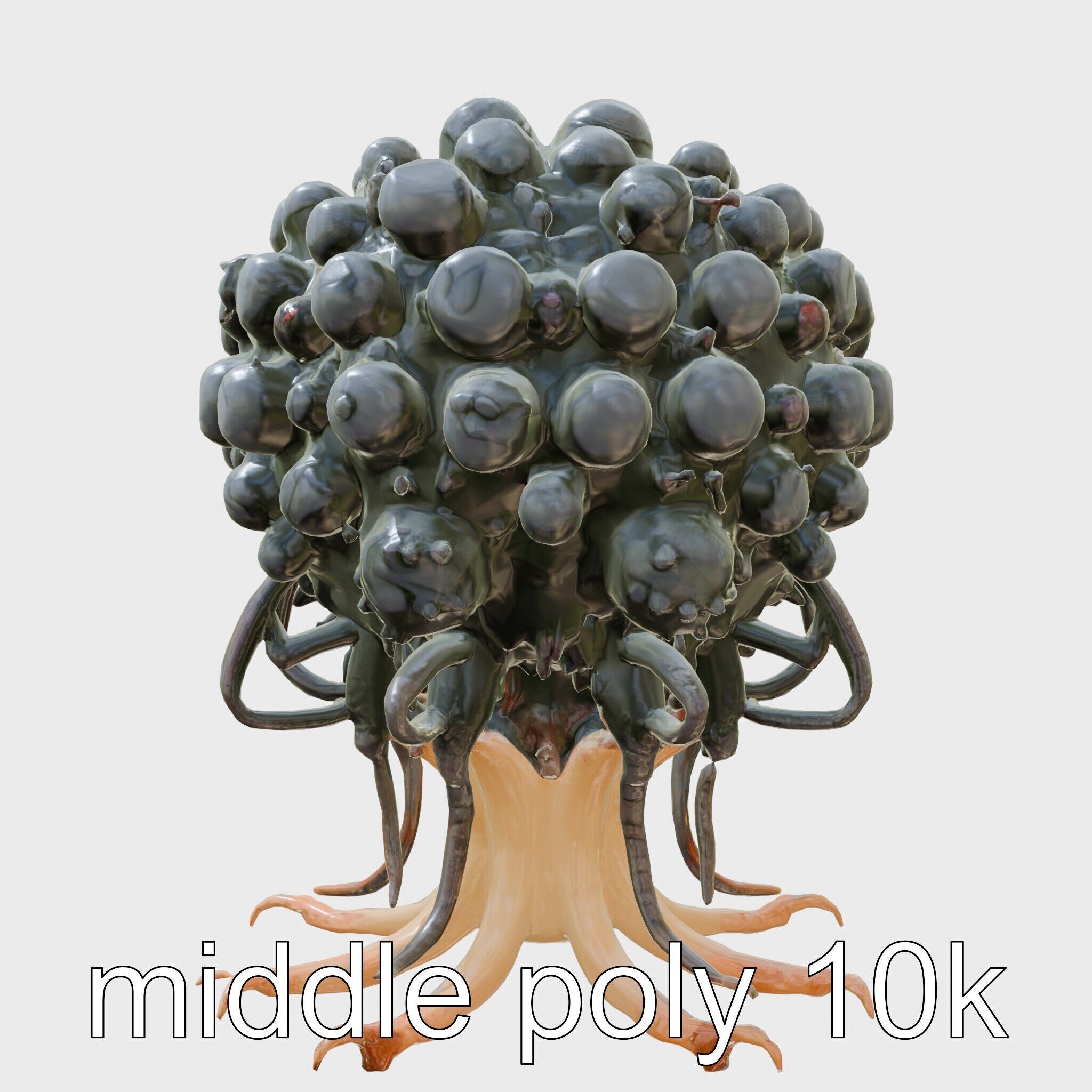 Insectoid Creature with Multiple Eyes and Gelatinous Base Low-poly 3D model_2