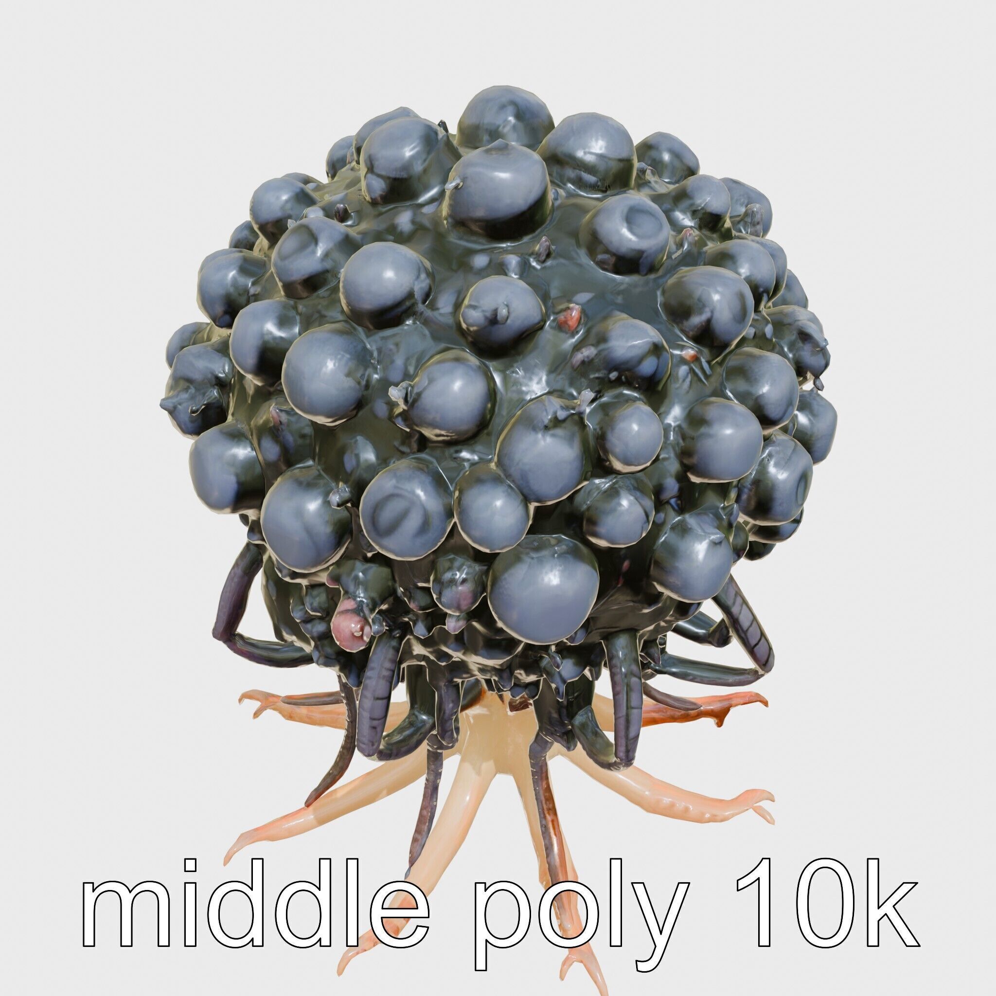Insectoid Creature with Multiple Eyes and Gelatinous Base Low-poly 3D model_8