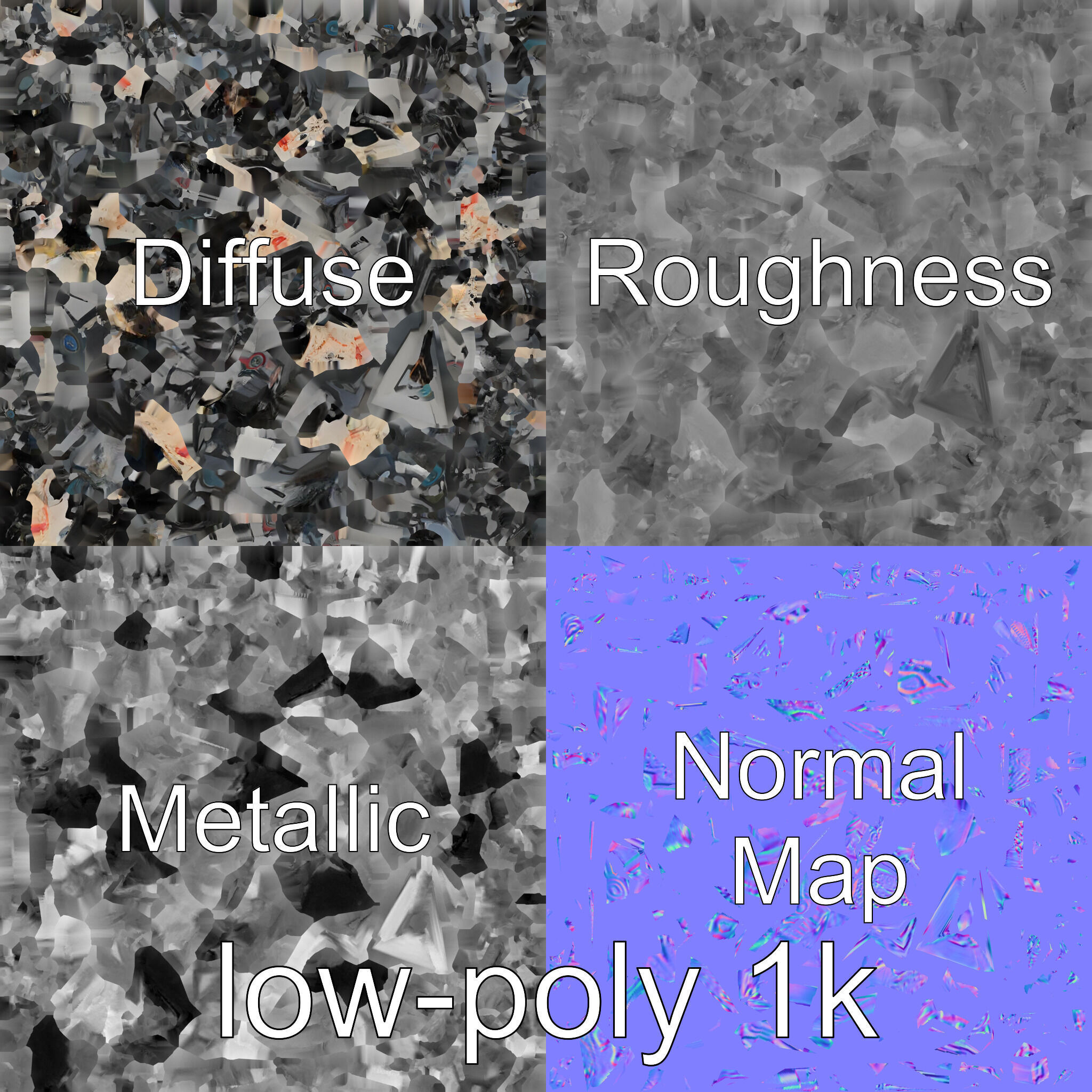 Mechanical Beast Frame with Human Features and Blood Stains Low-poly 3D model_1