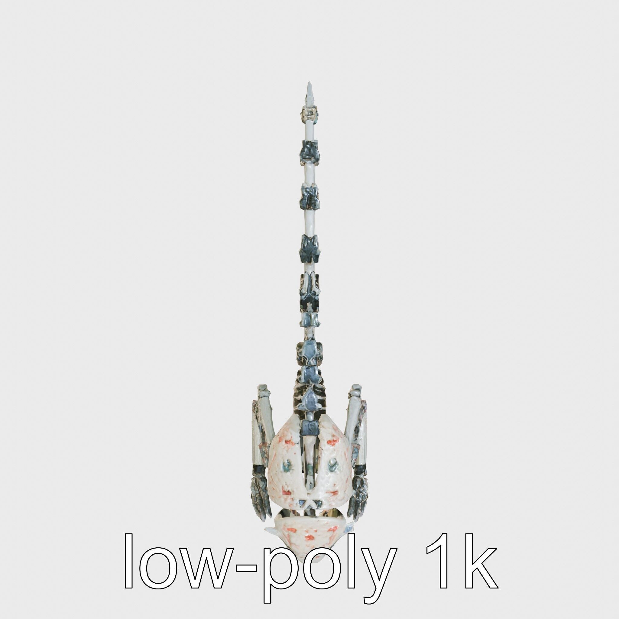 Mechanical Beast Frame with Human Features and Blood Stains Low-poly 3D model_17