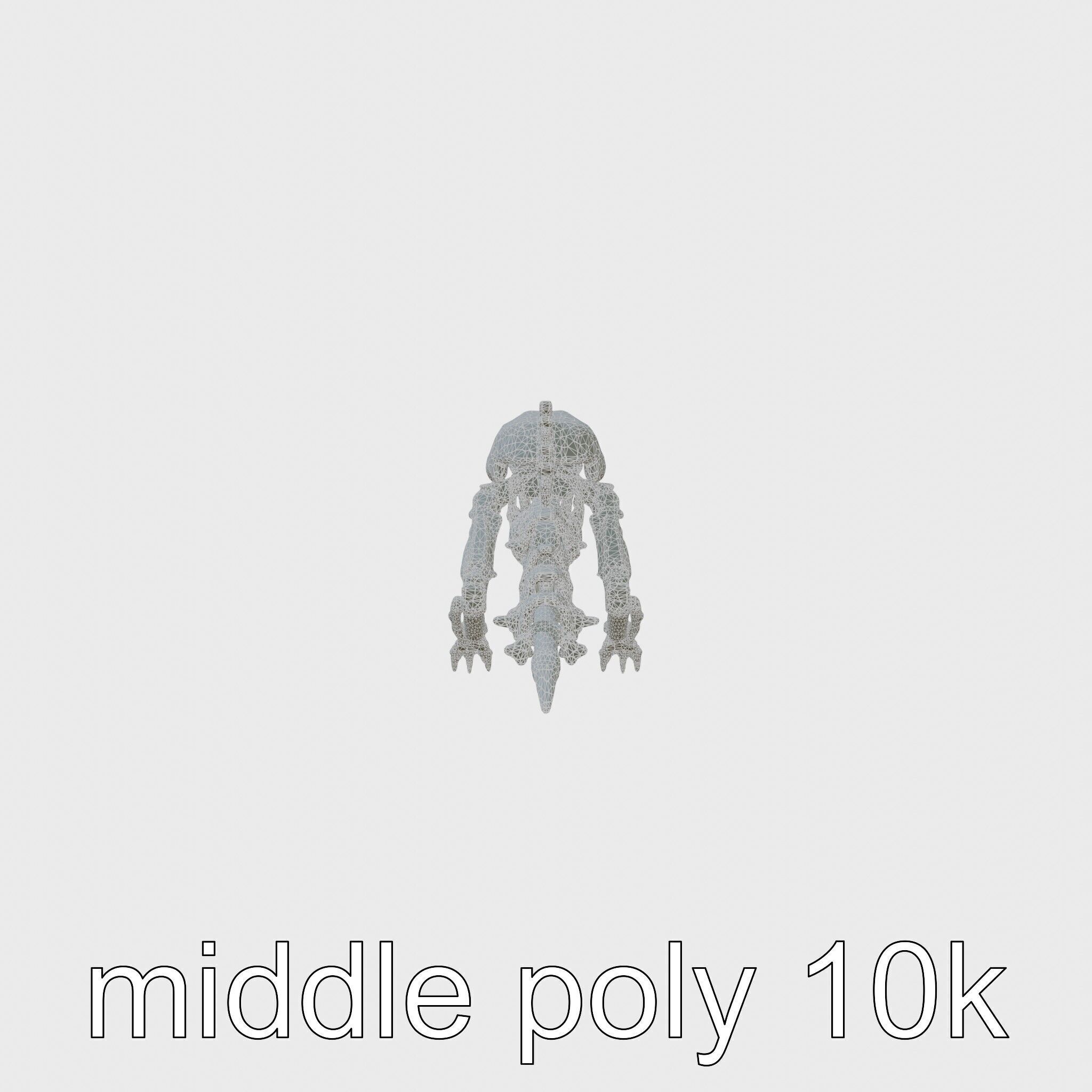 Mechanical Beast Frame with Human Features and Blood Stains Low-poly 3D model_5