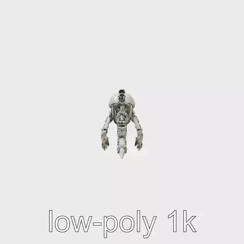 Mechanical Beast Frame with Human Features and Blood Stains Low-poly 3D model