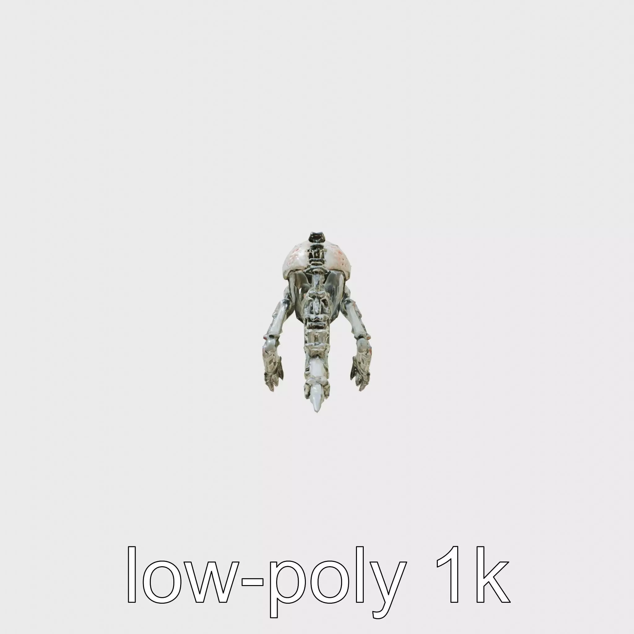 Mechanical Beast Frame with Human Features and Blood Stains Low-poly 3D model_0