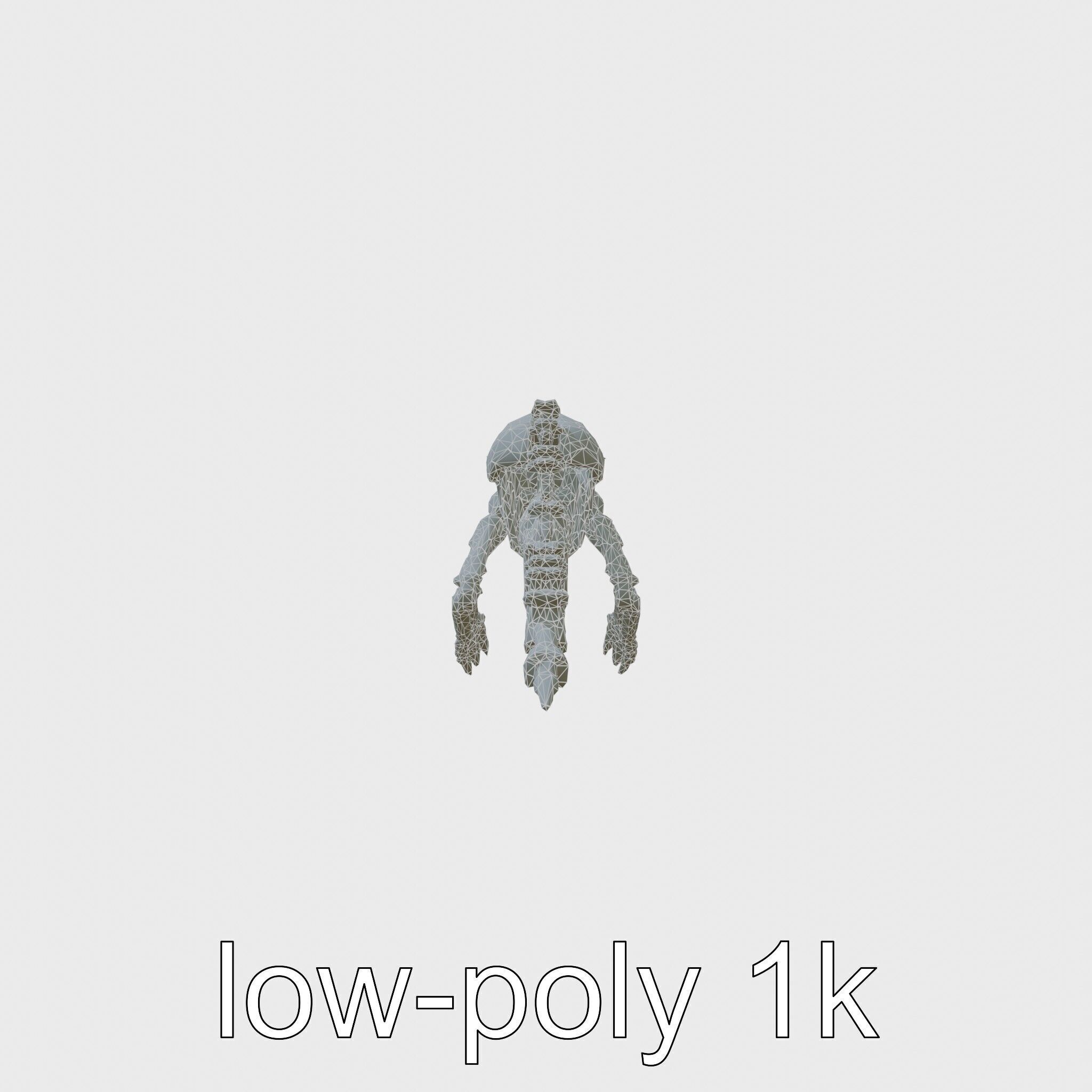 Mechanical Beast Frame with Human Features and Blood Stains Low-poly 3D model_6