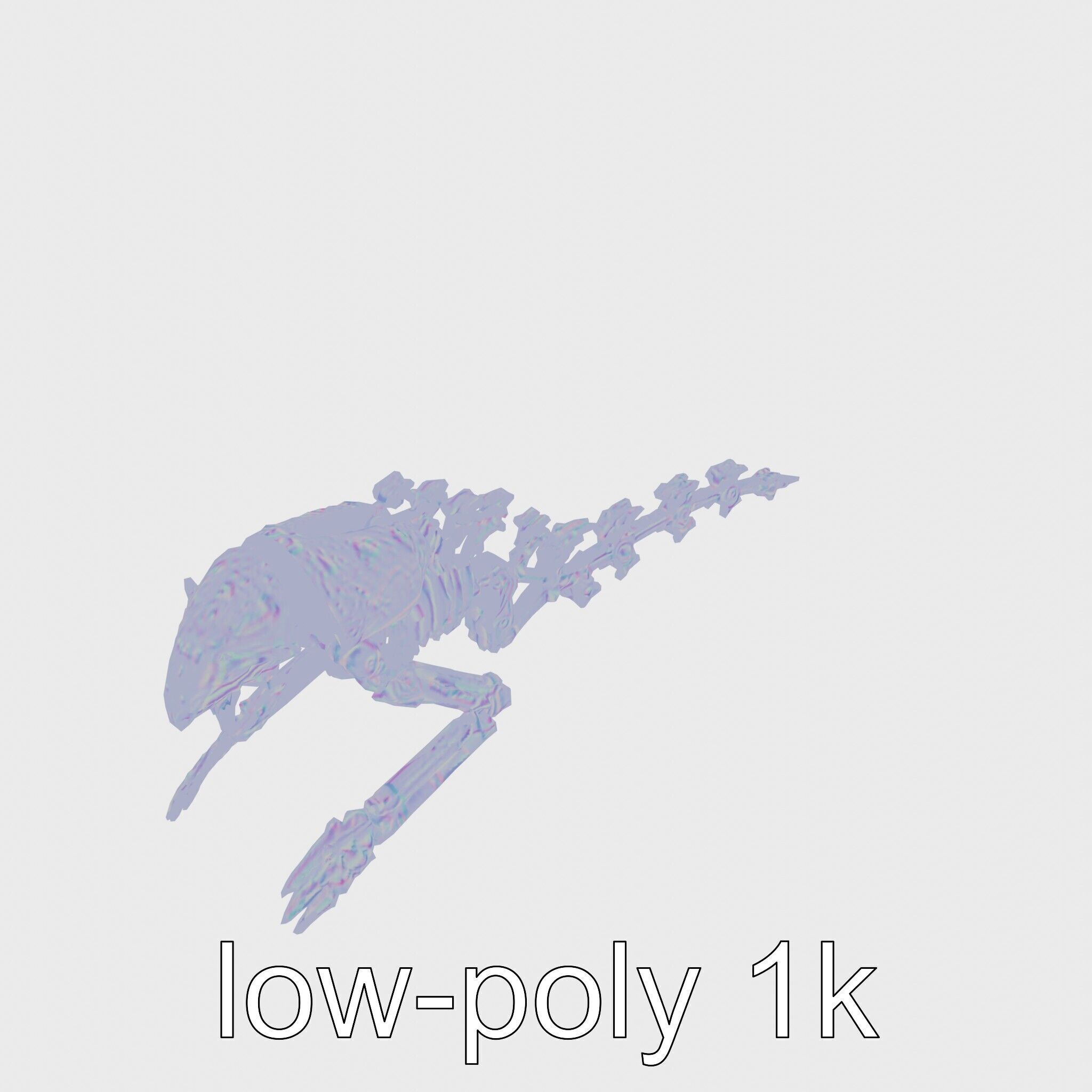 Mechanical Beast Frame with Human Features and Blood Stains Low-poly 3D model_30