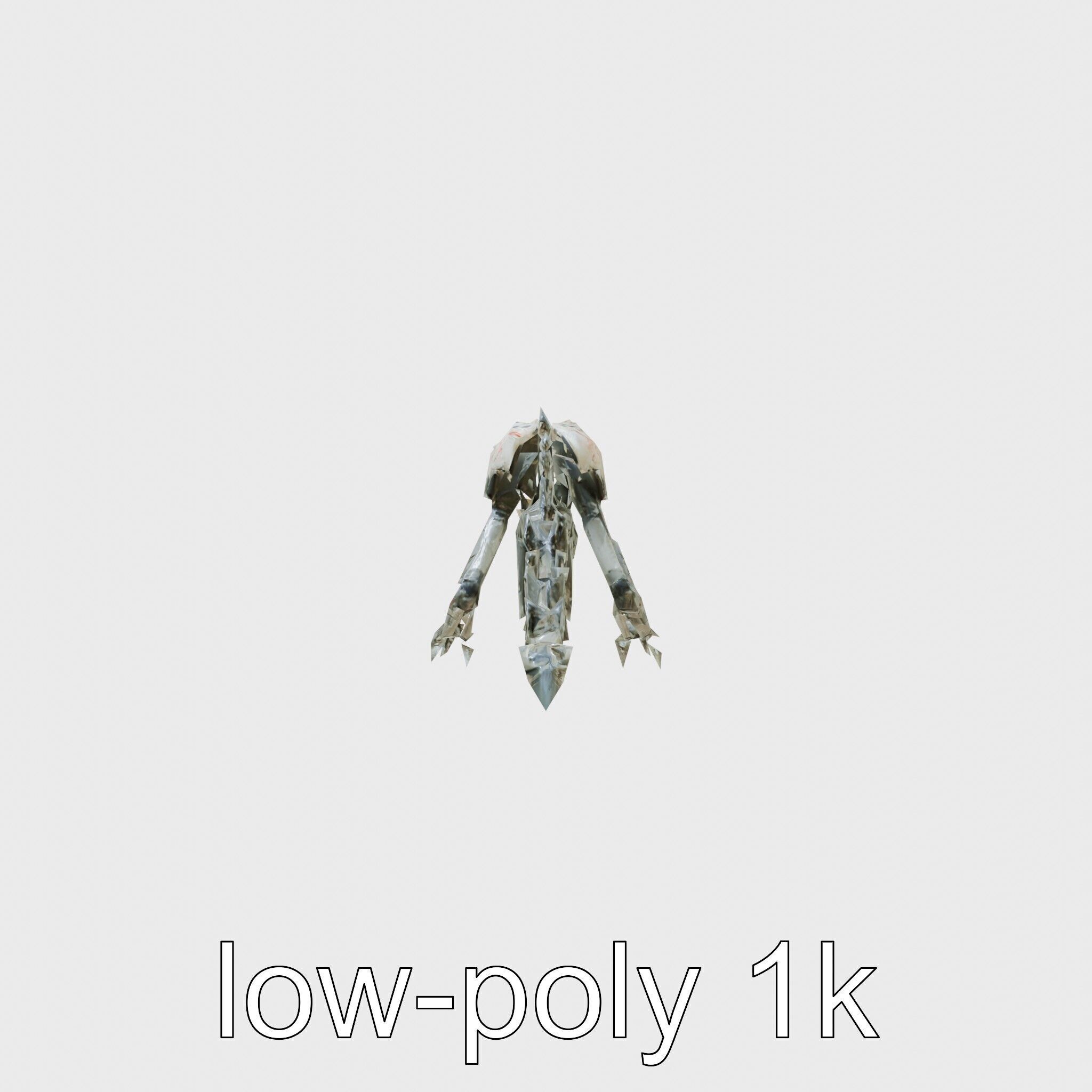 Mechanical Beast Frame with Human Features and Blood Stains Low-poly 3D model_4