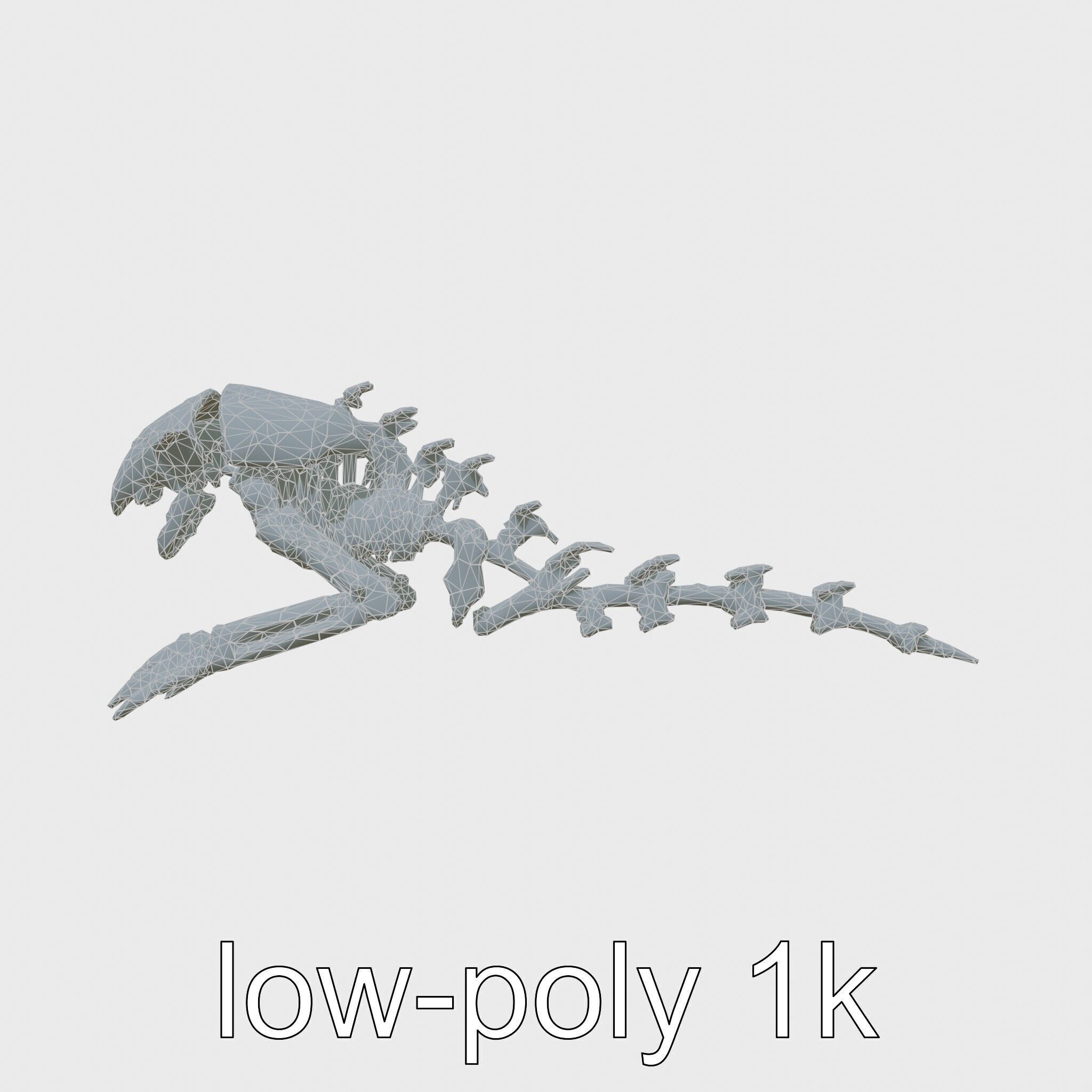Mechanical Beast Frame with Human Features and Blood Stains Low-poly 3D model_19