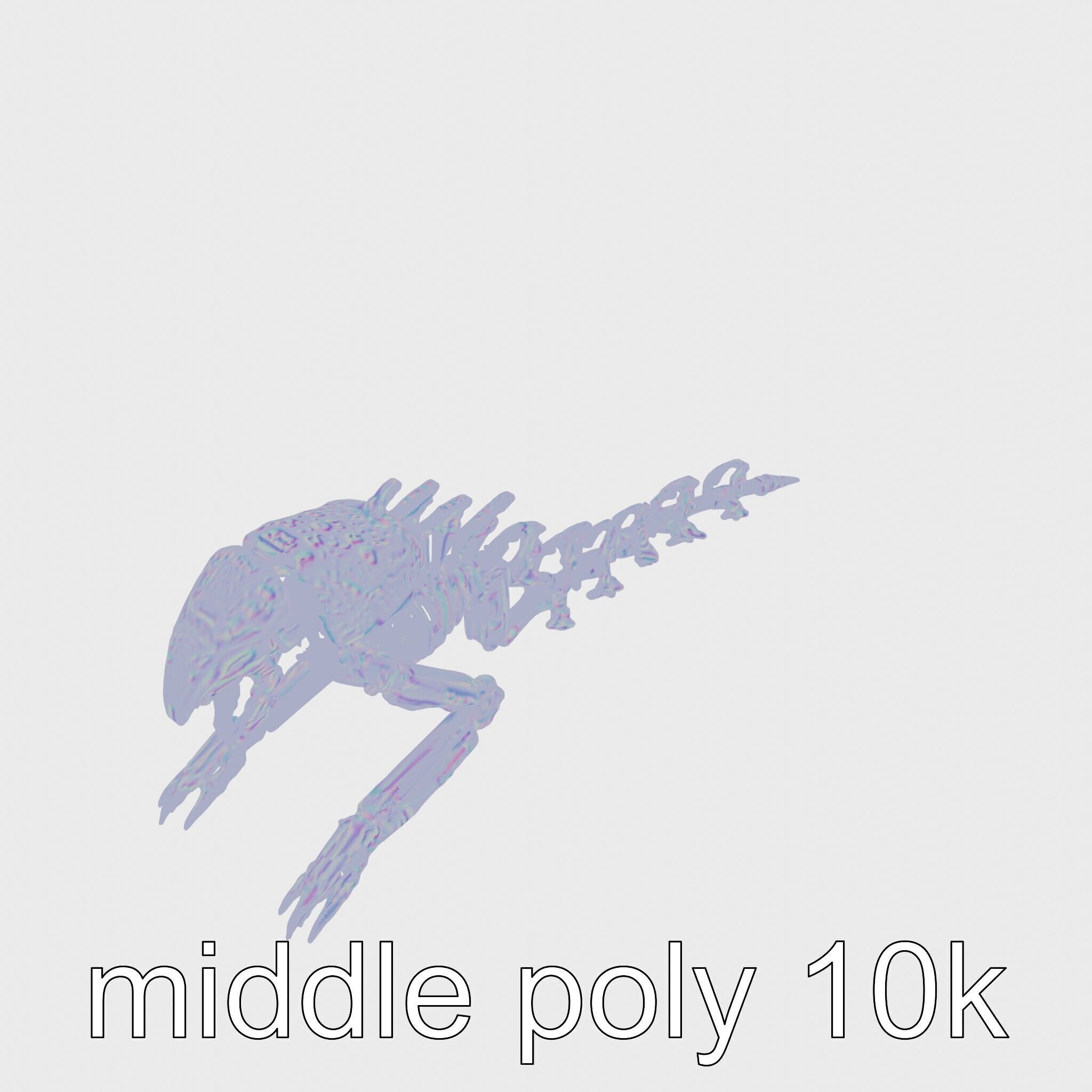 Mechanical Beast Frame with Human Features and Blood Stains Low-poly 3D model_15