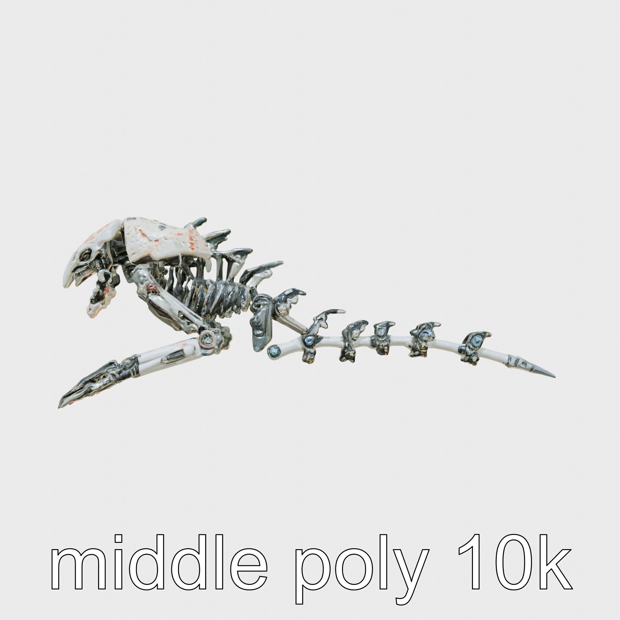 Mechanical Beast Frame with Human Features and Blood Stains Low-poly 3D model_27