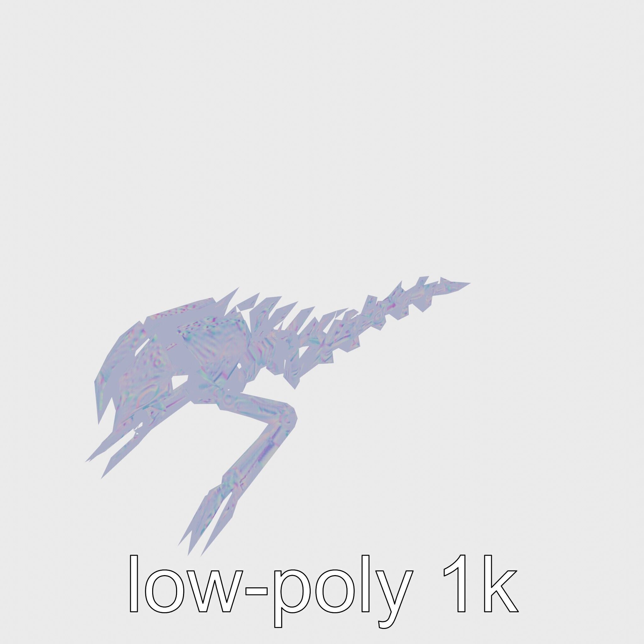 Mechanical Beast Frame with Human Features and Blood Stains Low-poly 3D model_21