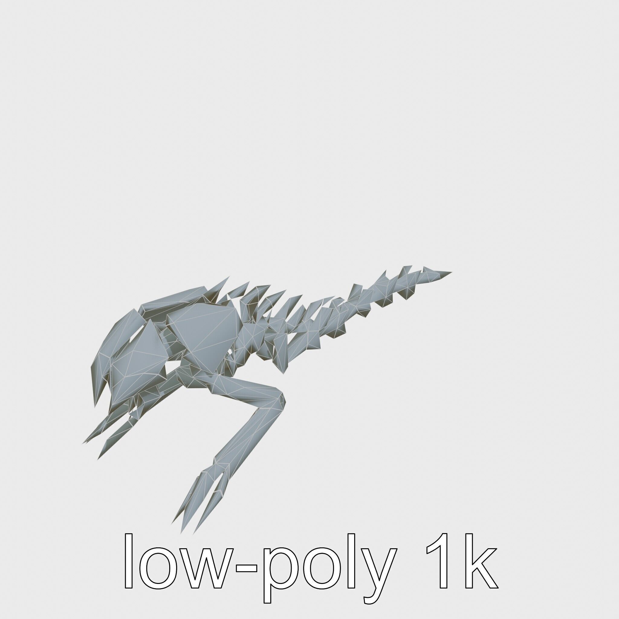 Mechanical Beast Frame with Human Features and Blood Stains Low-poly 3D model_11
