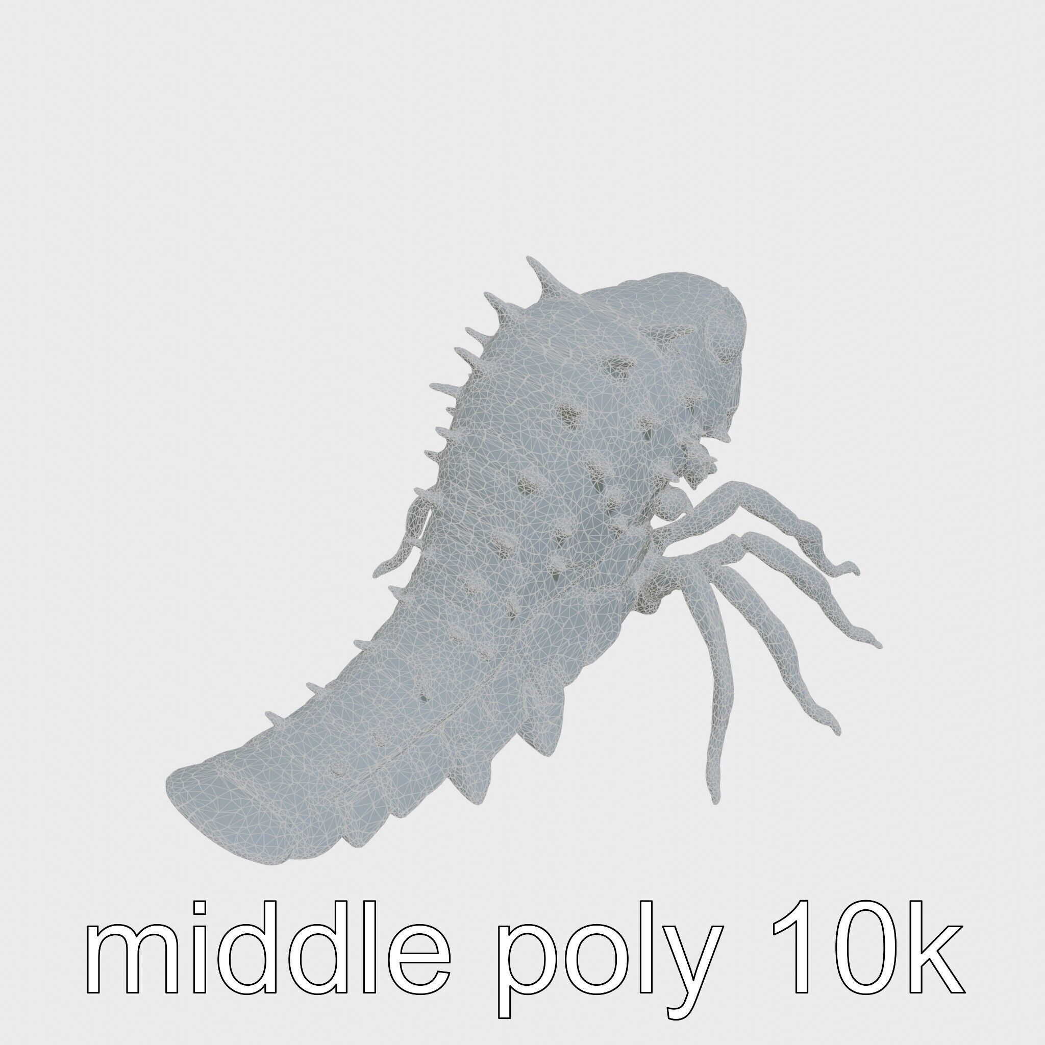 Insectoid Monster Creature Model with Spiked Shell Low-poly 3D model_25