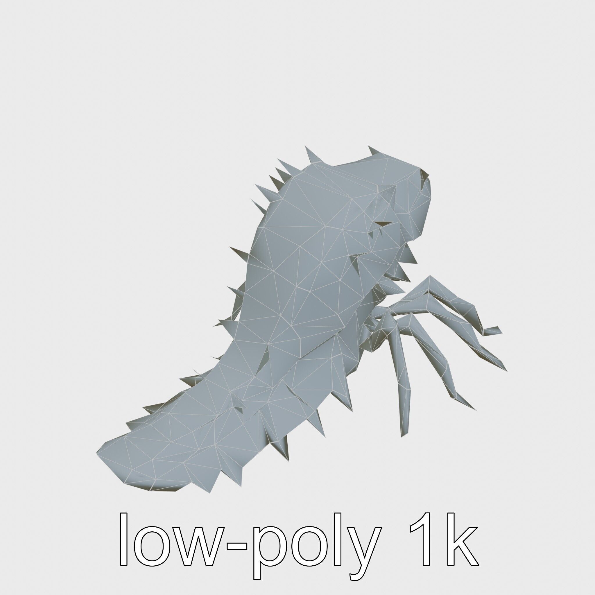Insectoid Monster Creature Model with Spiked Shell Low-poly 3D model_27