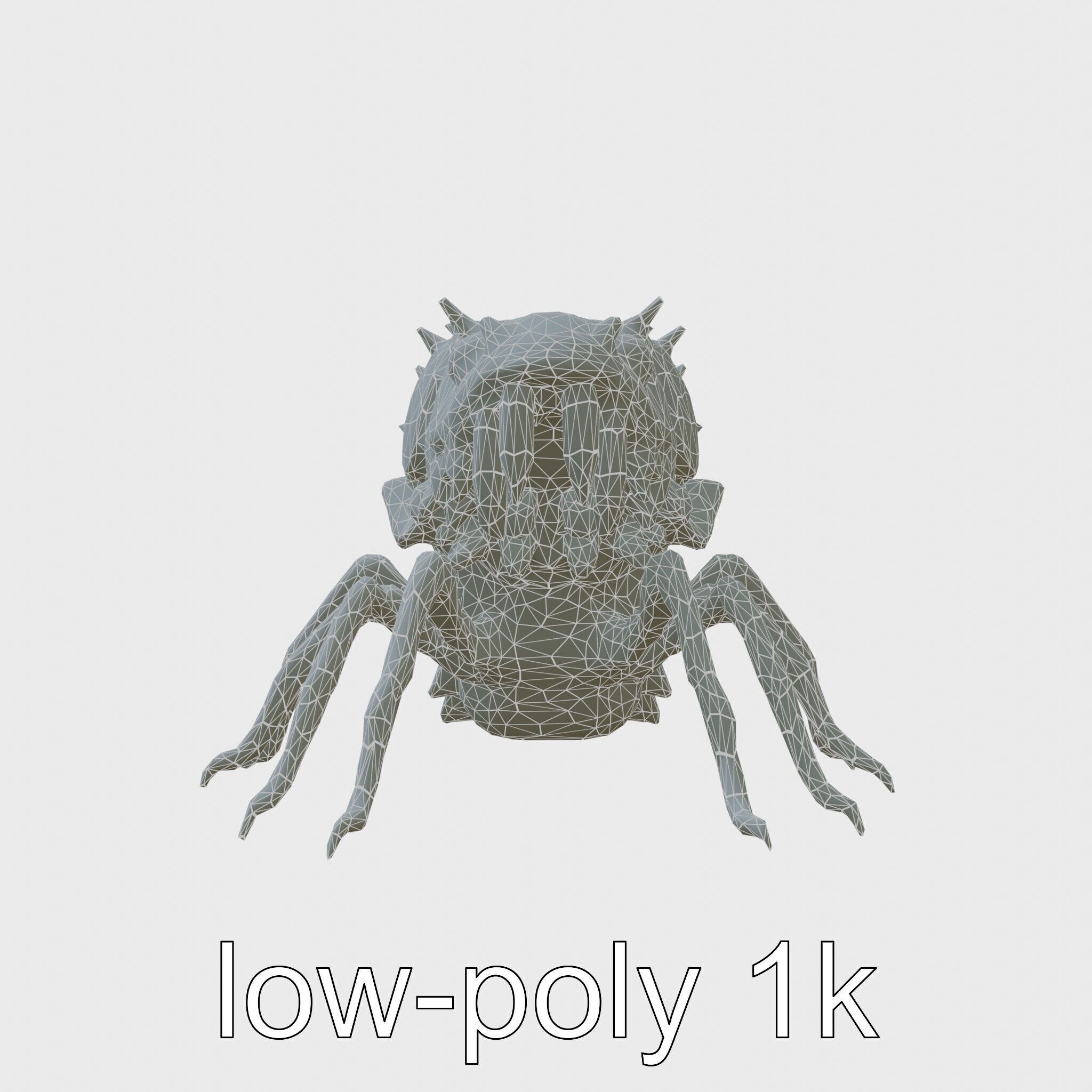 Insectoid Monster Creature Model with Spiked Shell Low-poly 3D model_6