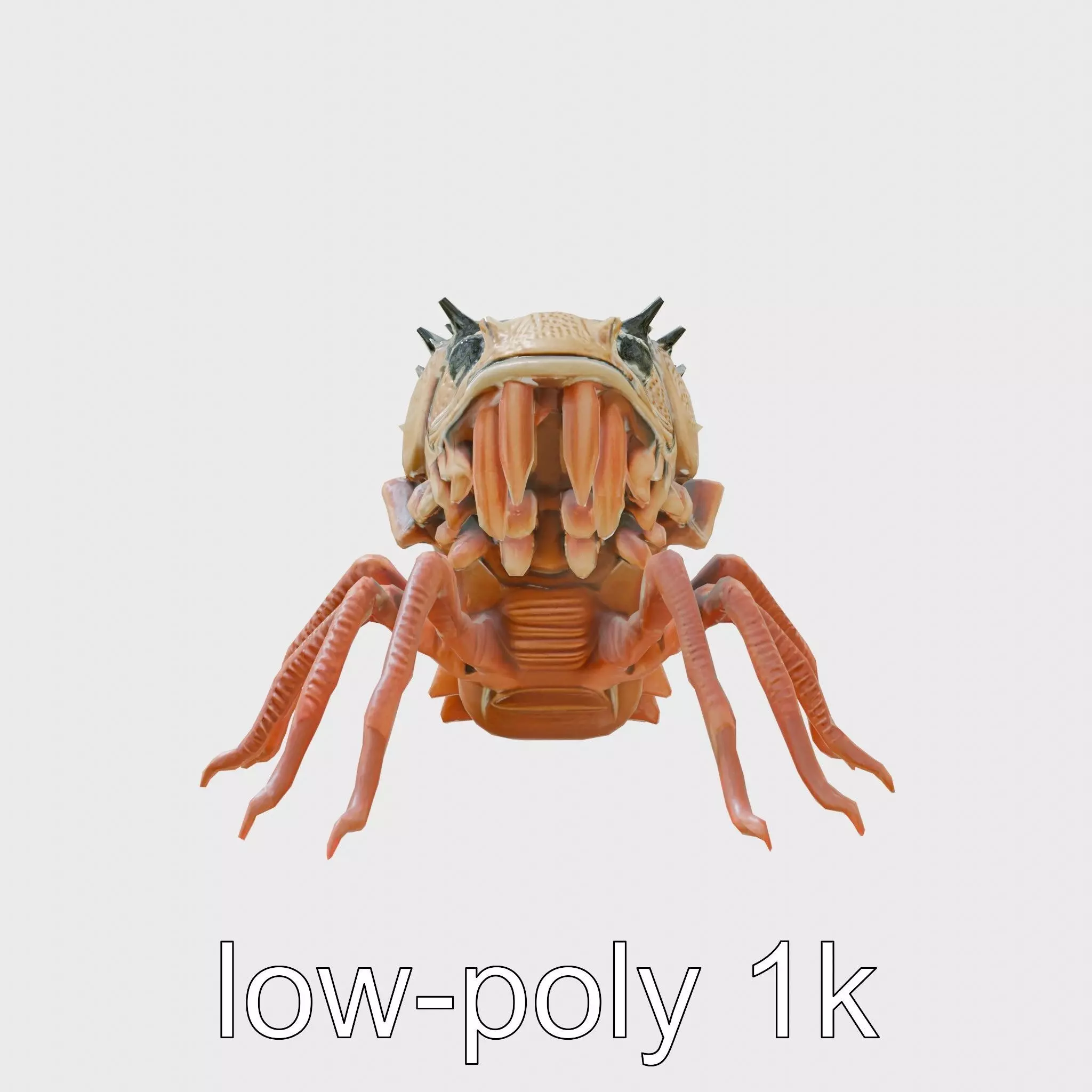 Insectoid Monster Creature Model with Spiked Shell Low-poly 3D model_0