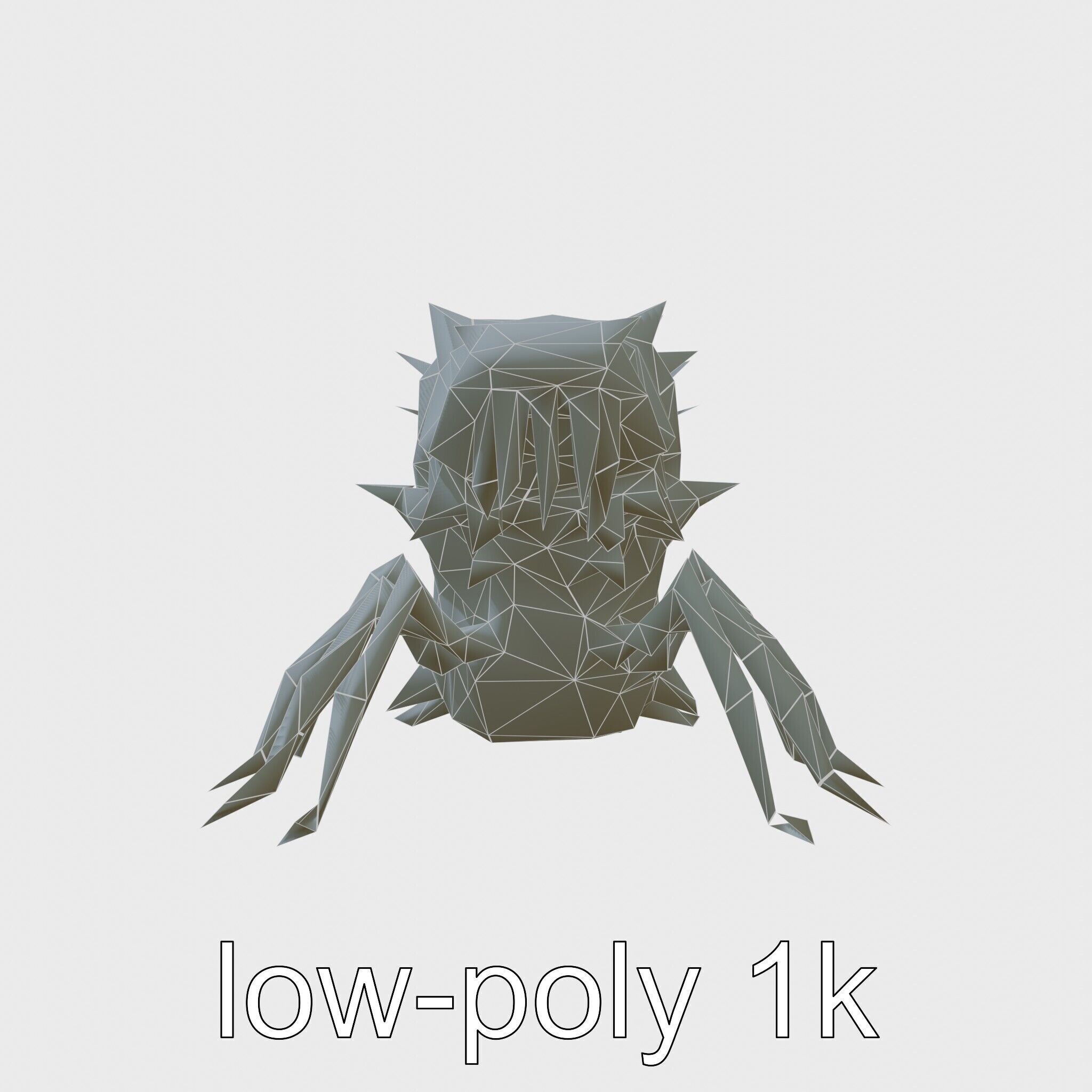 Insectoid Monster Creature Model with Spiked Shell Low-poly 3D model_29