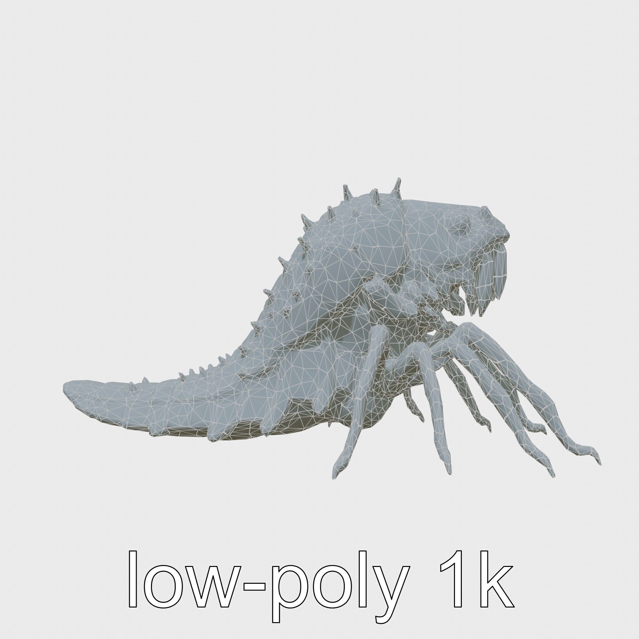 Insectoid Monster Creature Model with Spiked Shell Low-poly 3D model_13